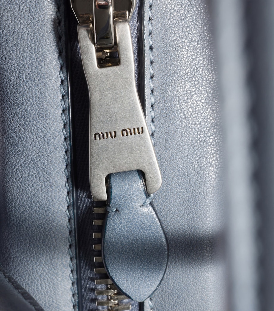 Miu Miu Large Nappa Leather Vivant Top-Handle Bag Blue Image 5