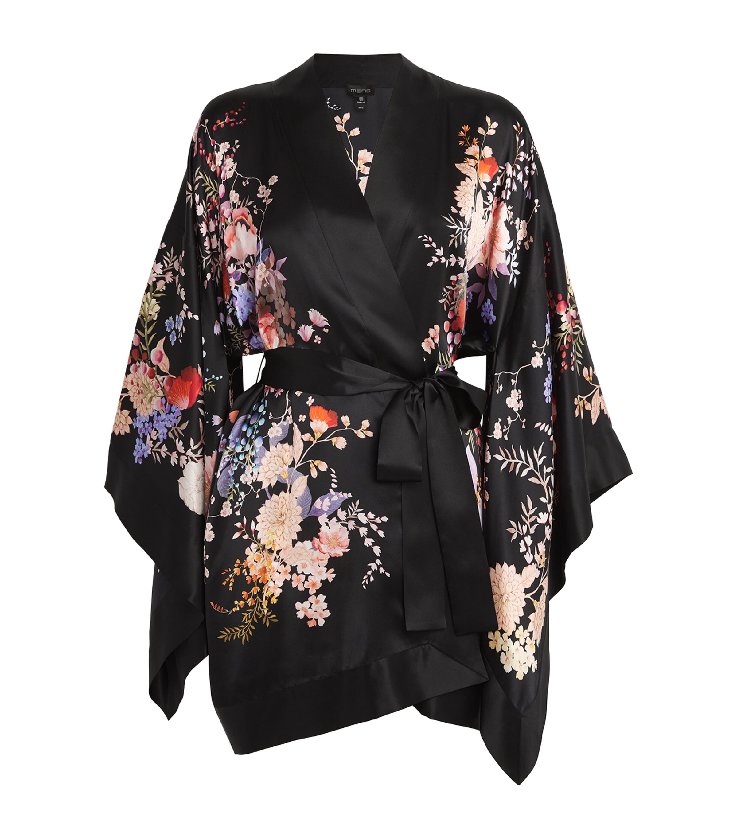 MENG SILK-SATIN FLORAL KIMONO 