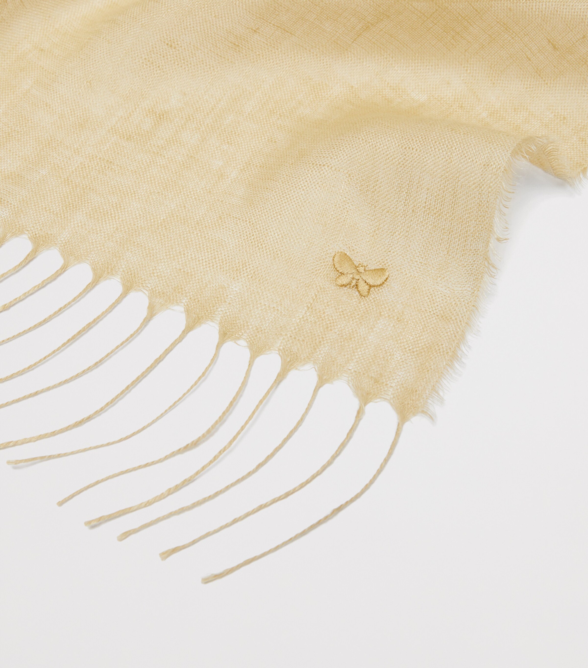 Weekend Max Mara Linen Fringe-Trim Scarf Beige Image 3