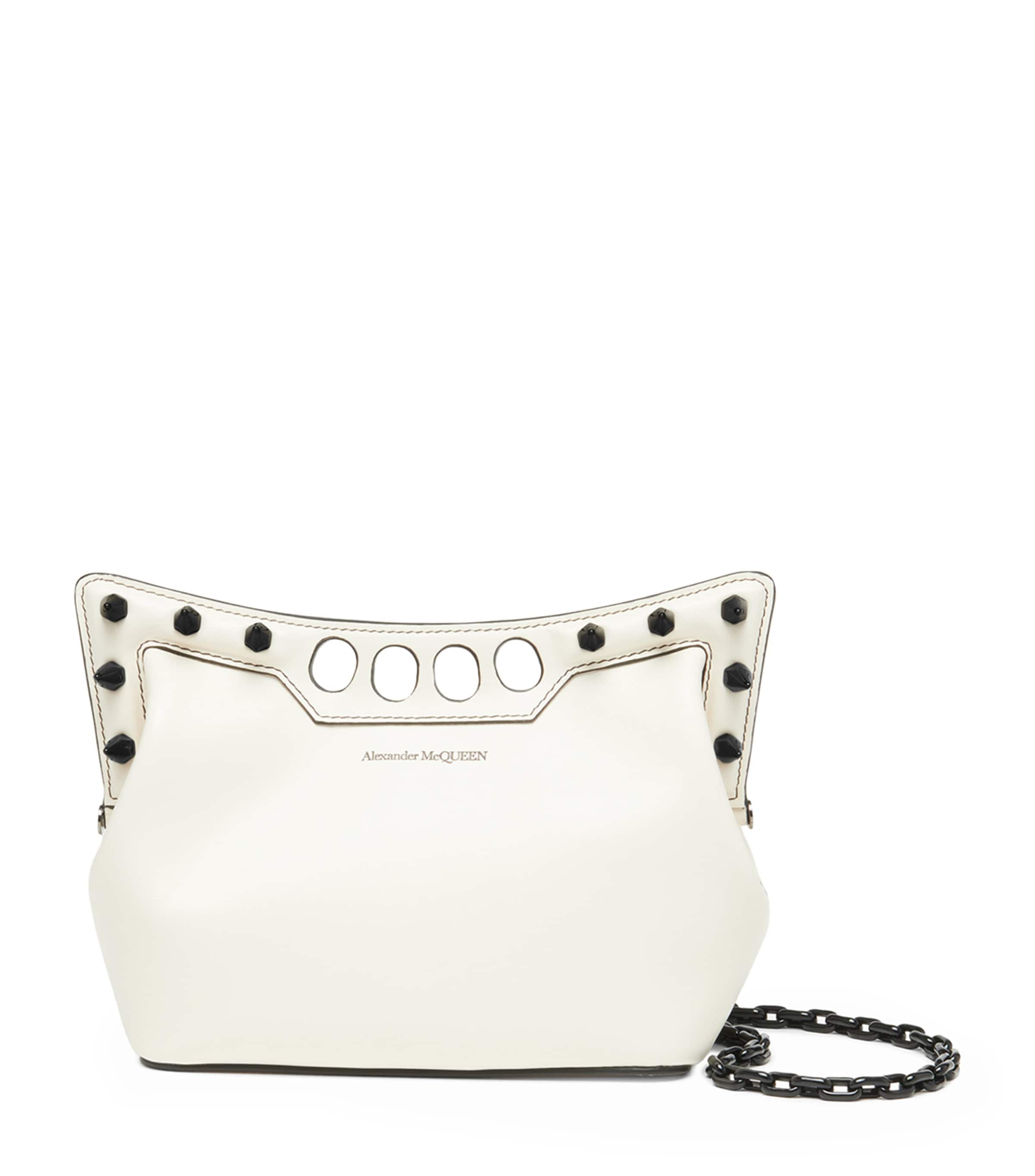 Alexander Mcqueen Mini Leather The Peak Shoulder Bag In Ivory