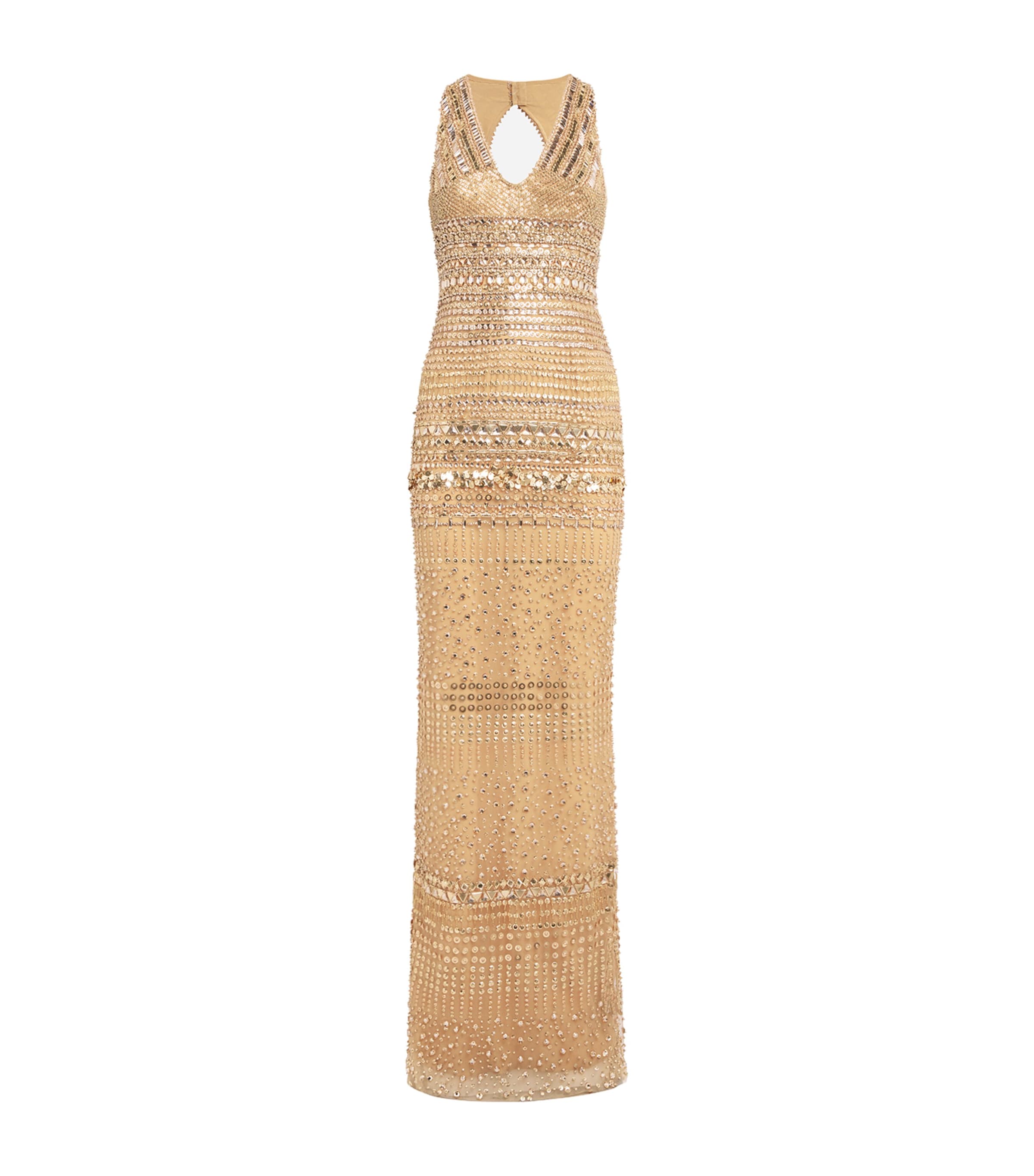 Zuhair Murad Womens Embellished V-Neck Gown Gold Image 1