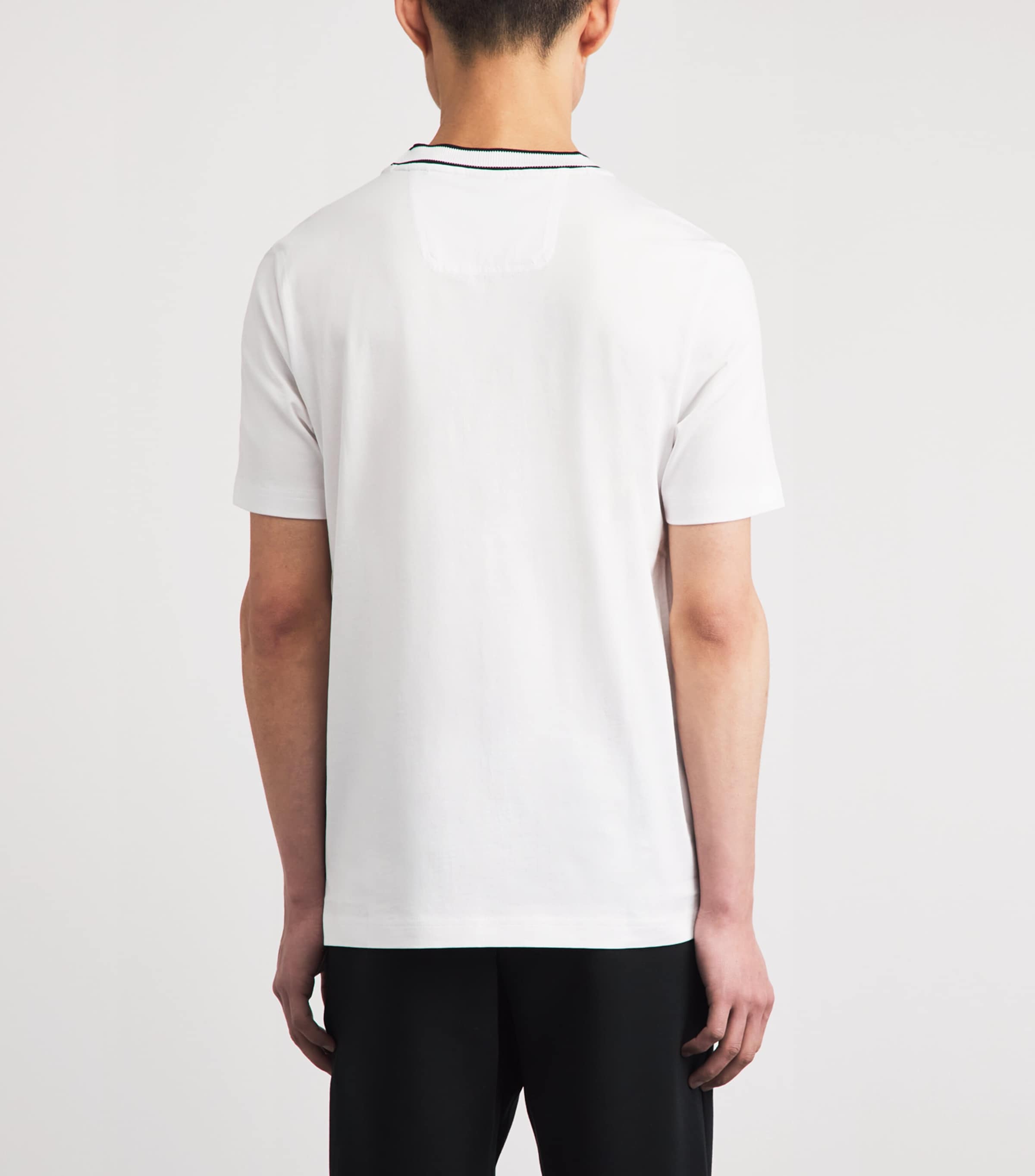 BOSS Mens Cotton Stripe-Detail T-Shirt White Image 5