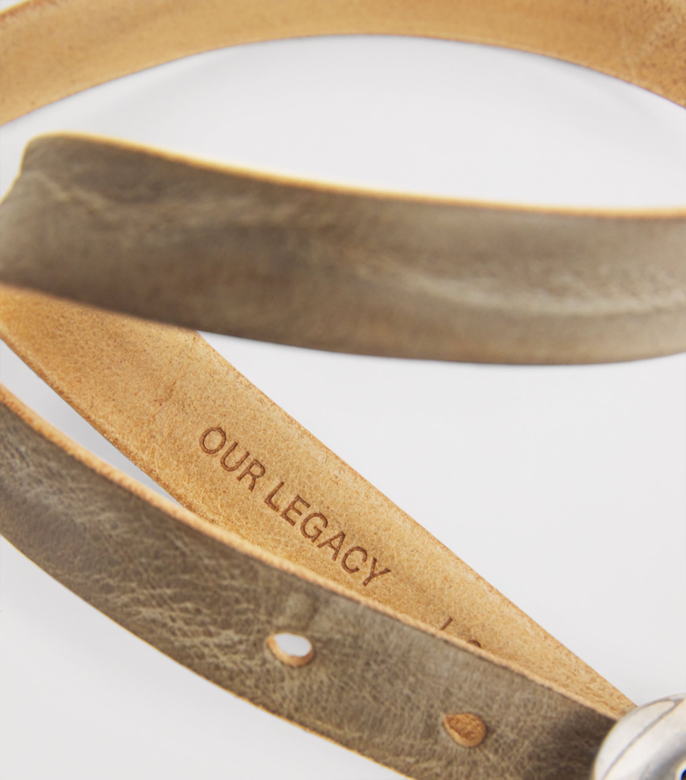 Our Legacy Leather Antiqued Belt Overcast Blue Ltr Image 5
