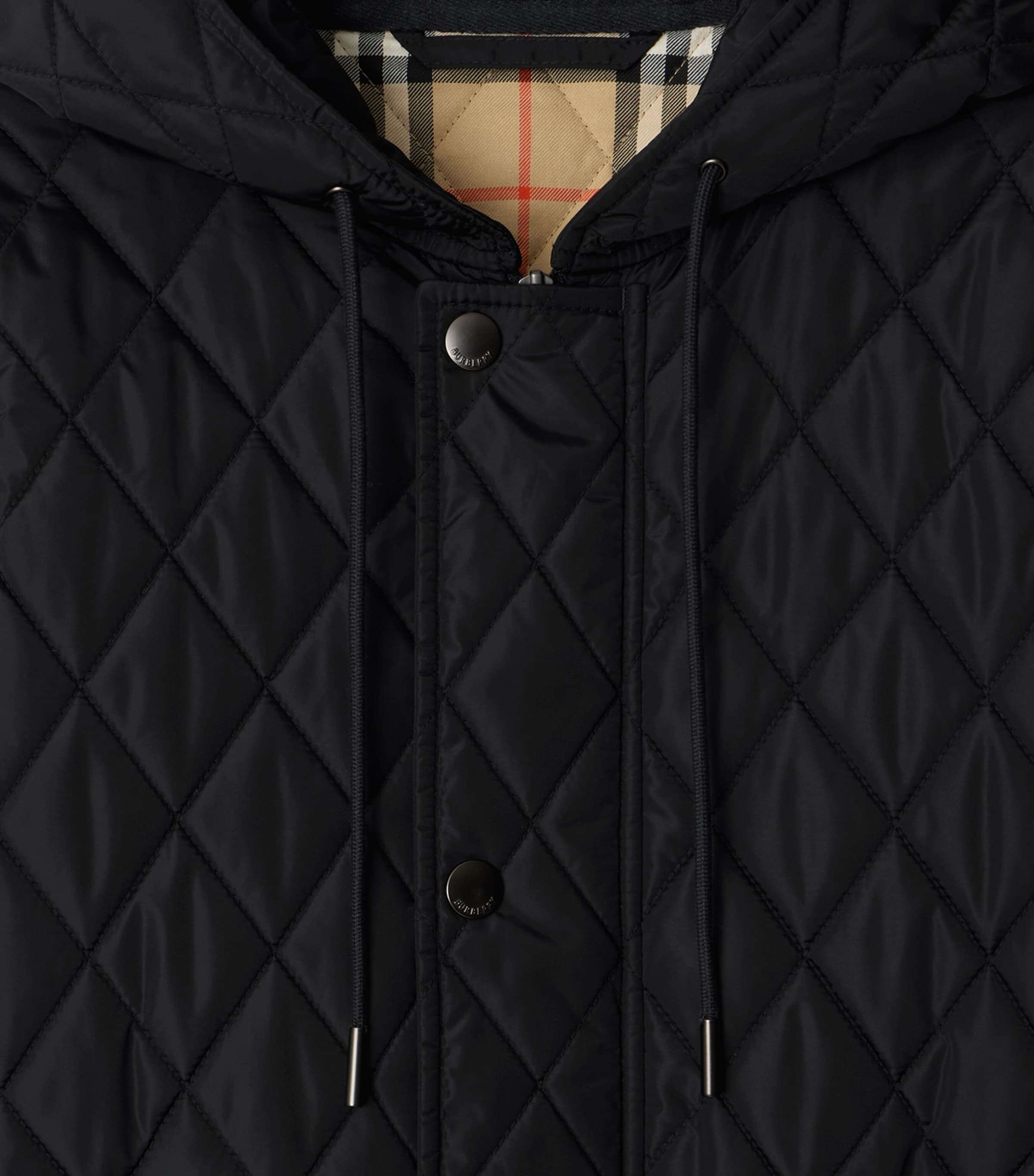 Nylon Quilted Parka BLACK/SAND IP CHECK Image 6