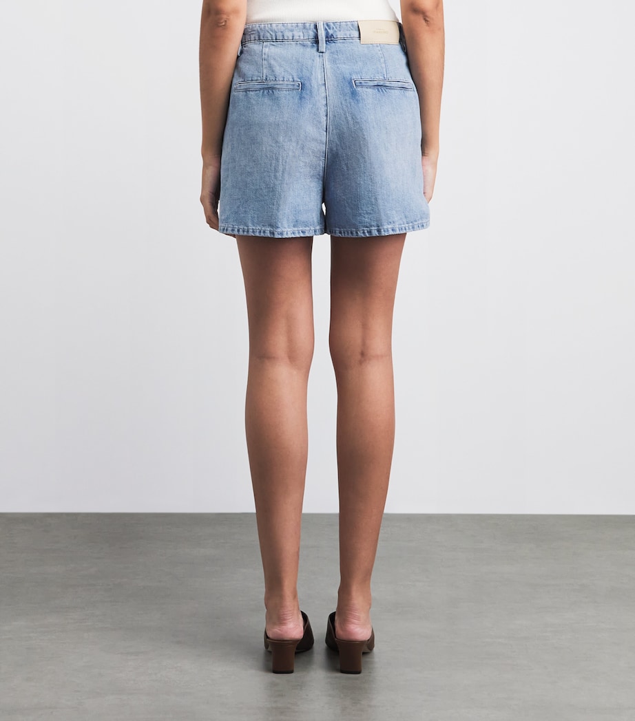 7 For All Mankind Womens Cotton-Linen Mid-Rise Shorts Iris Image 5