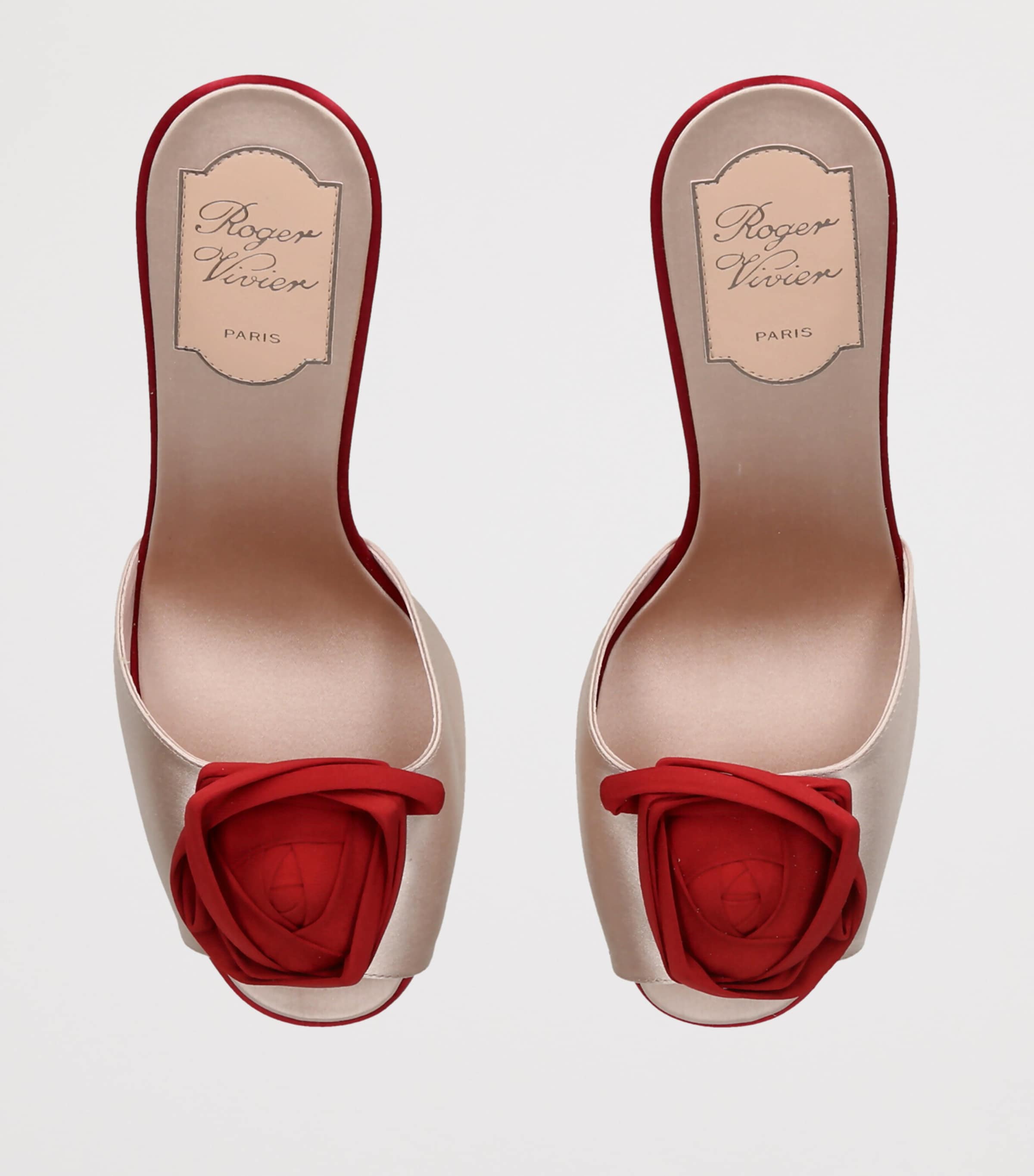 Roger Vivier Suede Rose Mules 85 Cream Comb Image 3