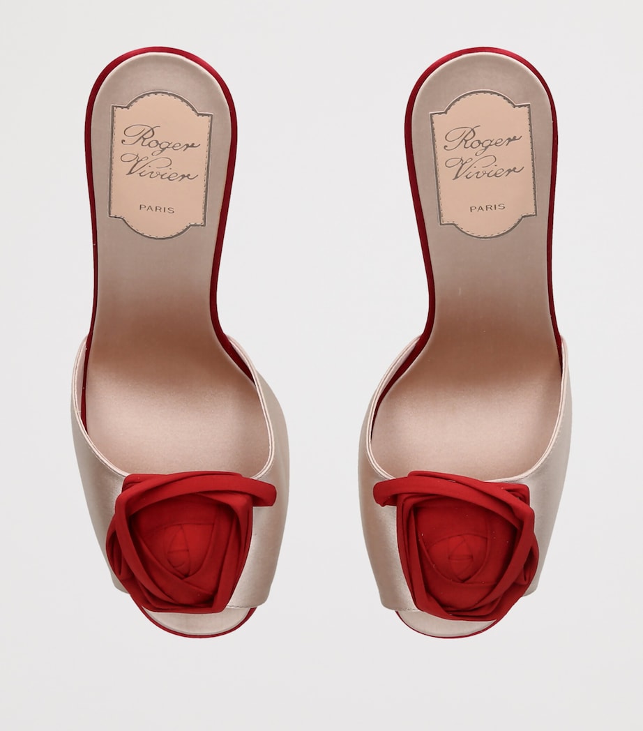 Roger Vivier Suede Rose Mules 85 Cream Comb Image 3
