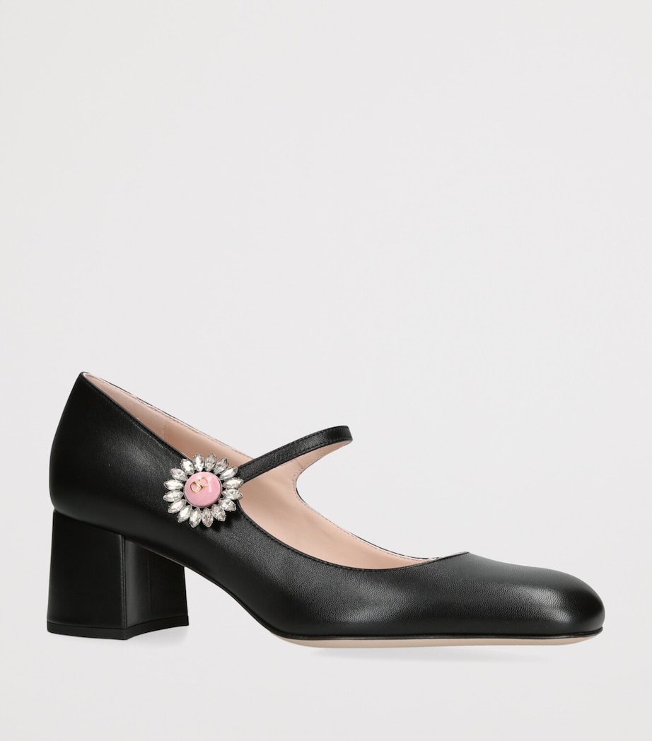 Leather Embellished Preshoes Pumps 55 BLACK/COMB Image 3