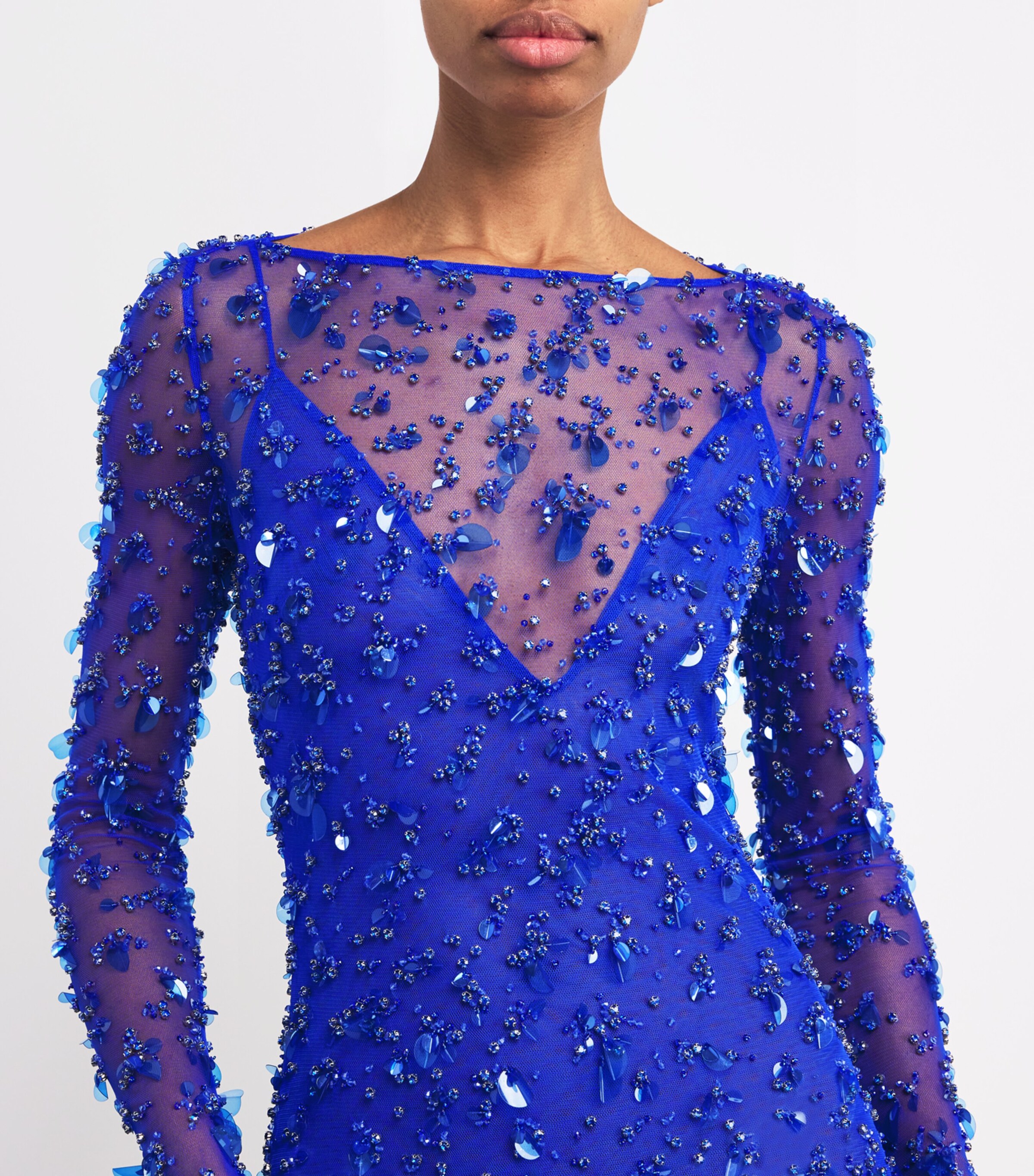 Mesh Embellished Gown 437 ELECTRIC BLUE Image 5