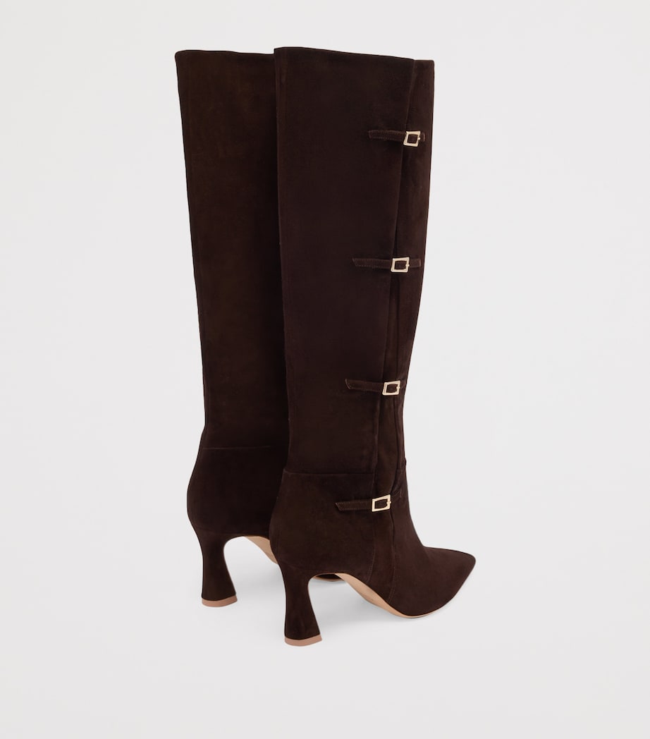 Suede Buckled Nolan Knee-High Boots 70 EBONY Image 4