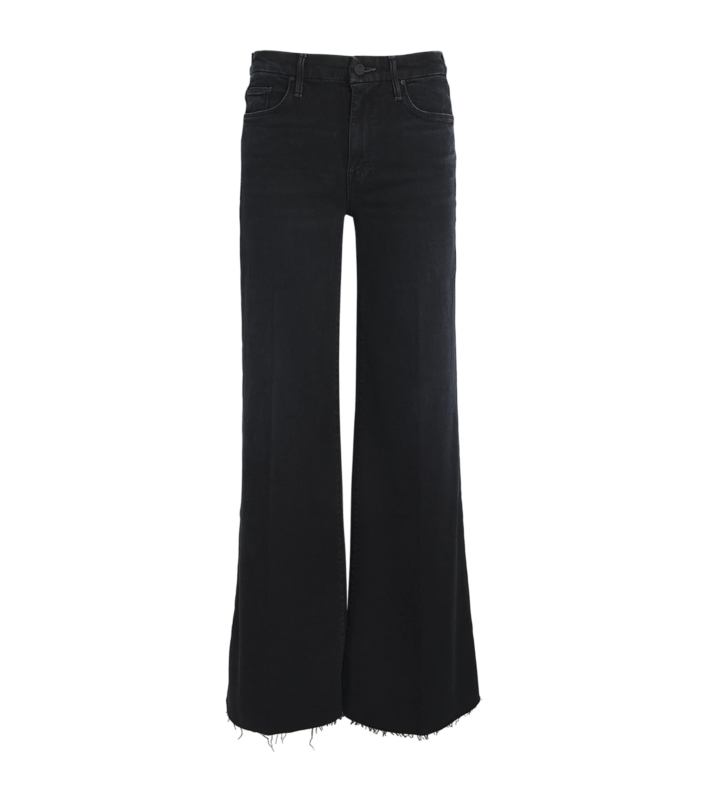 Mother The Roller Fray Wide-leg Jeans In Navy