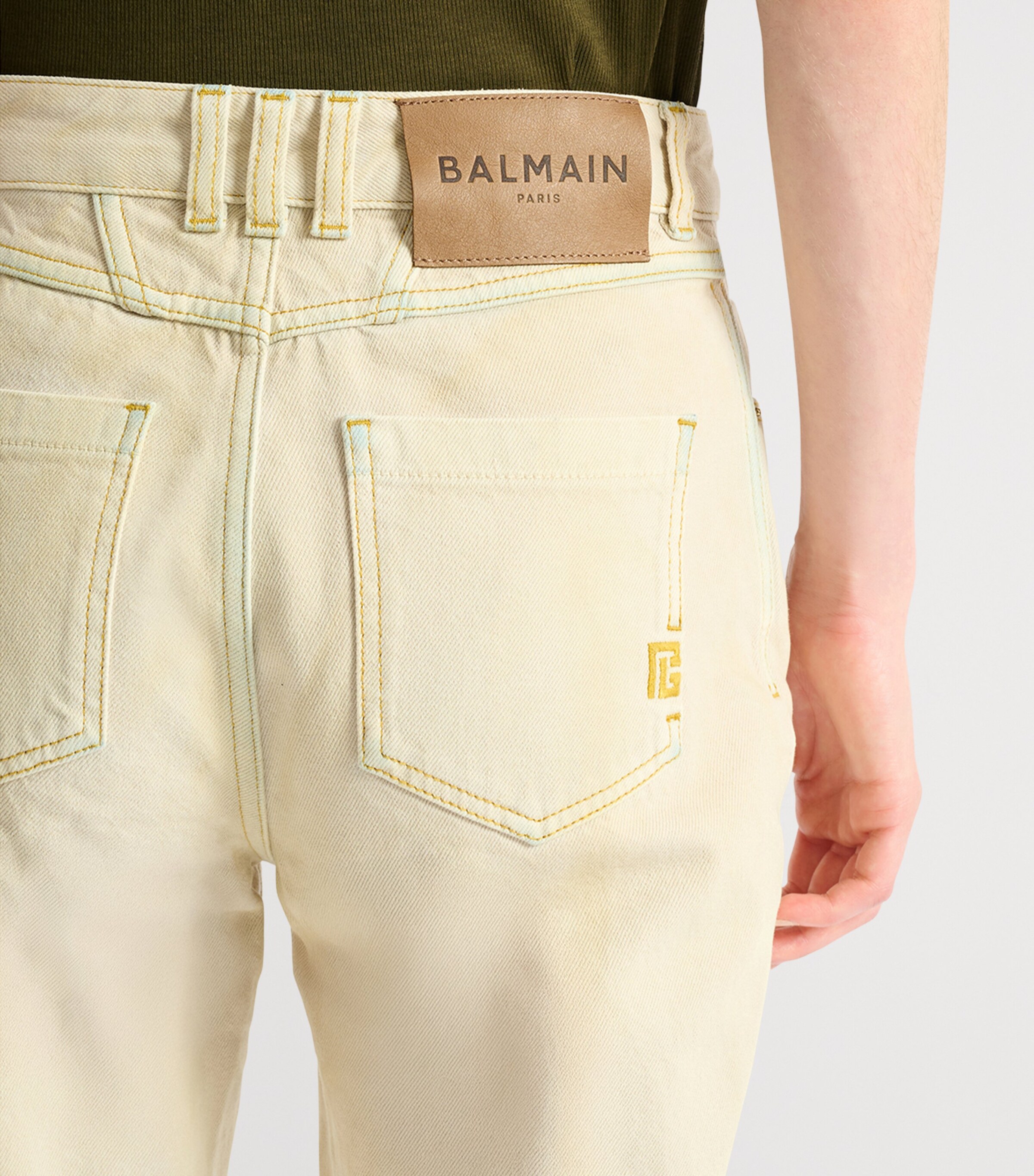 Balmain Womens Faded High-Rise Jeans Bleu Jean Beige Image 7