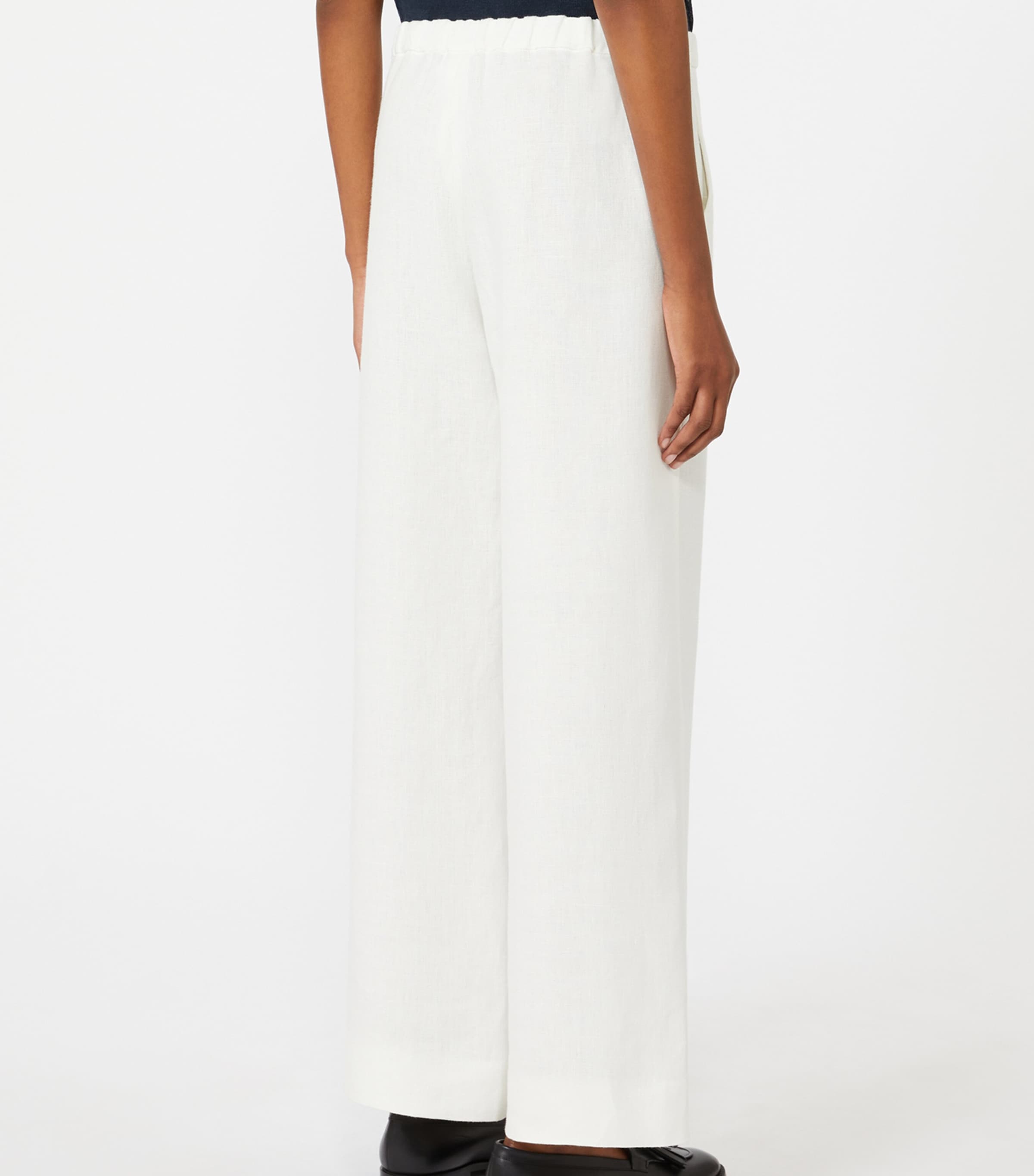 Max Mara Womens Linen Drawstring Trousers White Image 4