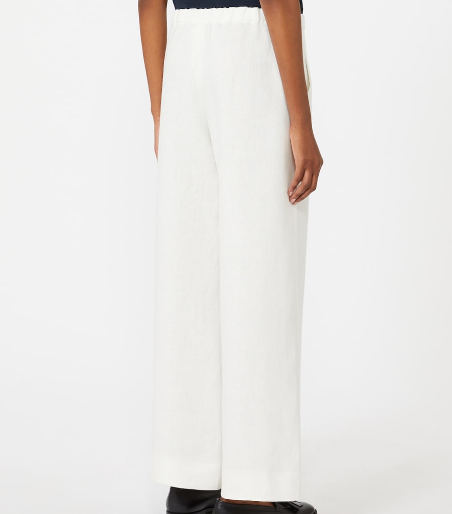 Max Mara Womens Linen Drawstring Trousers White Image 4