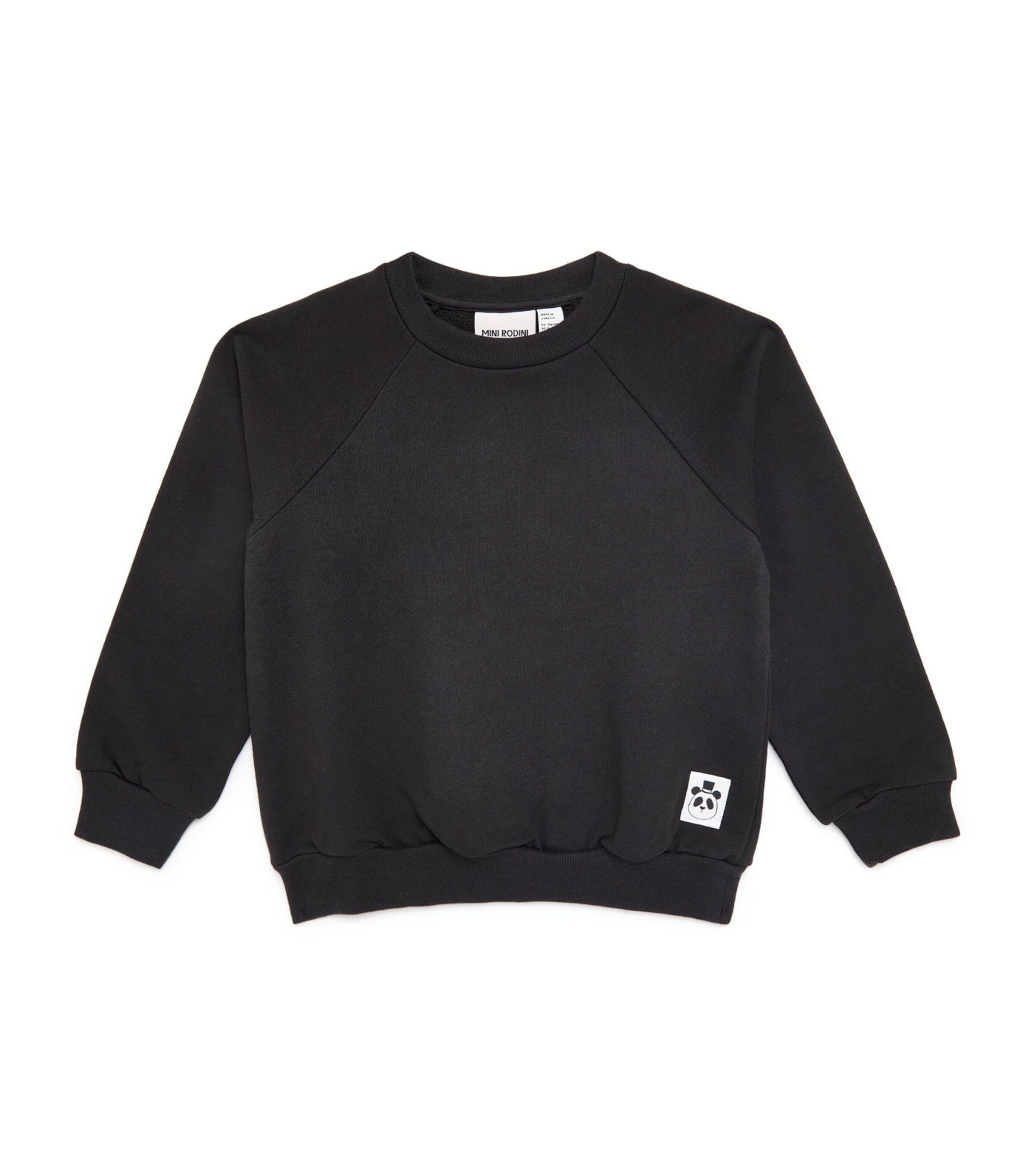Mini Rodini Organic Cotton Panda-Patch Sweatshirt (3-11 Years) Black Image 1