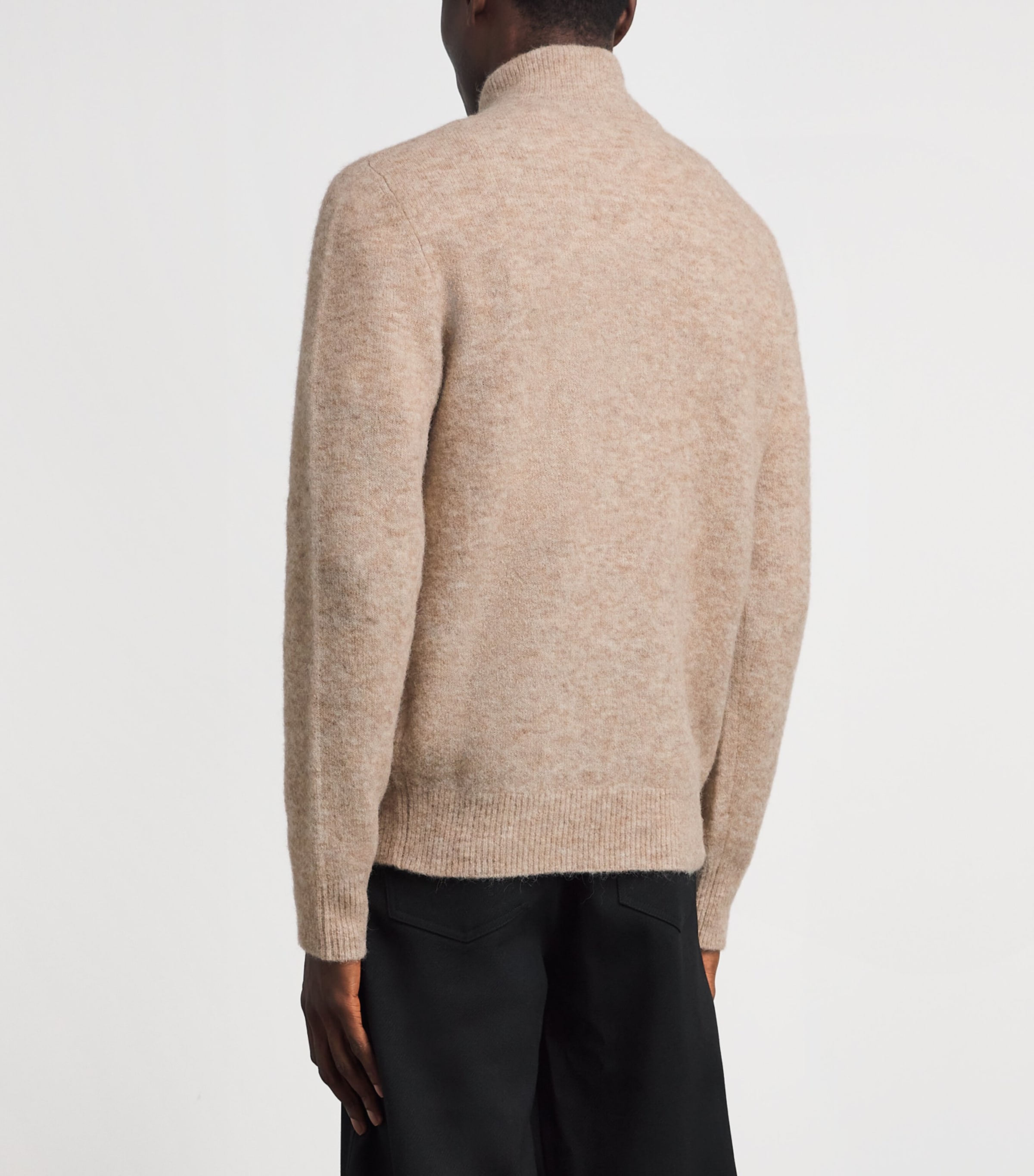 Barena Mens Alpaca-Blend Zip-Up Cardigan Ecru Image 5