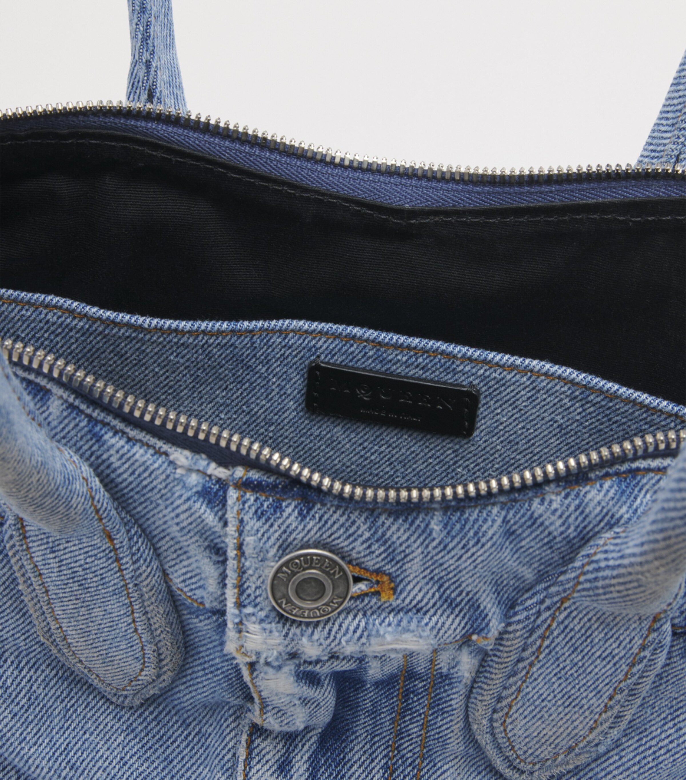 McQueen Denim Manta To-Handle Bag Image 3