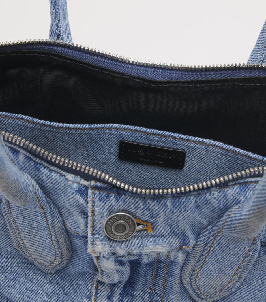 McQueen Denim Manta To-Handle Bag Image 3
