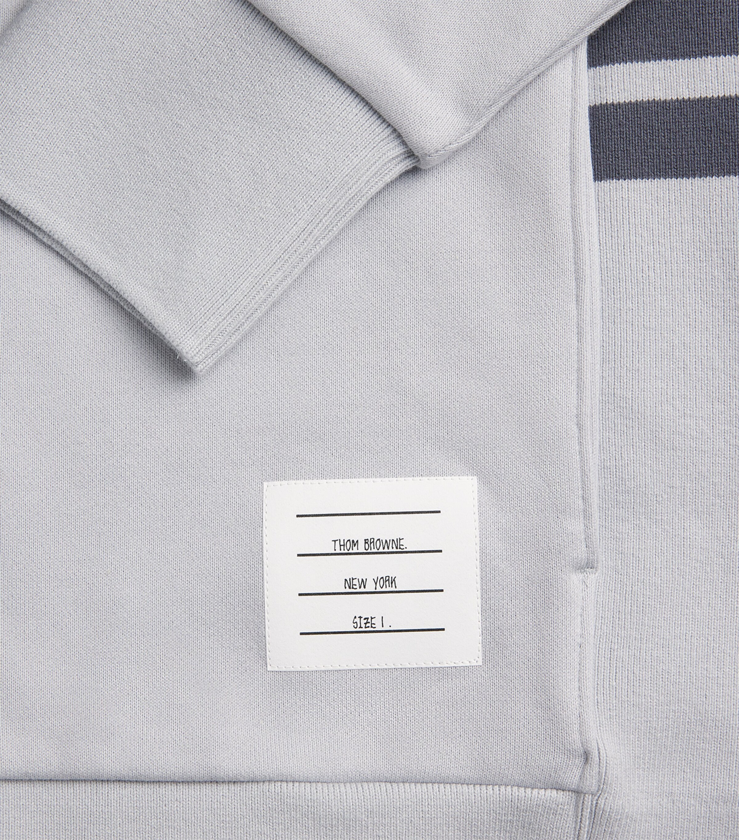 Thom Browne Mens Cotton 4-Bar Zip-Up Hoodie Pale Grey Image 6