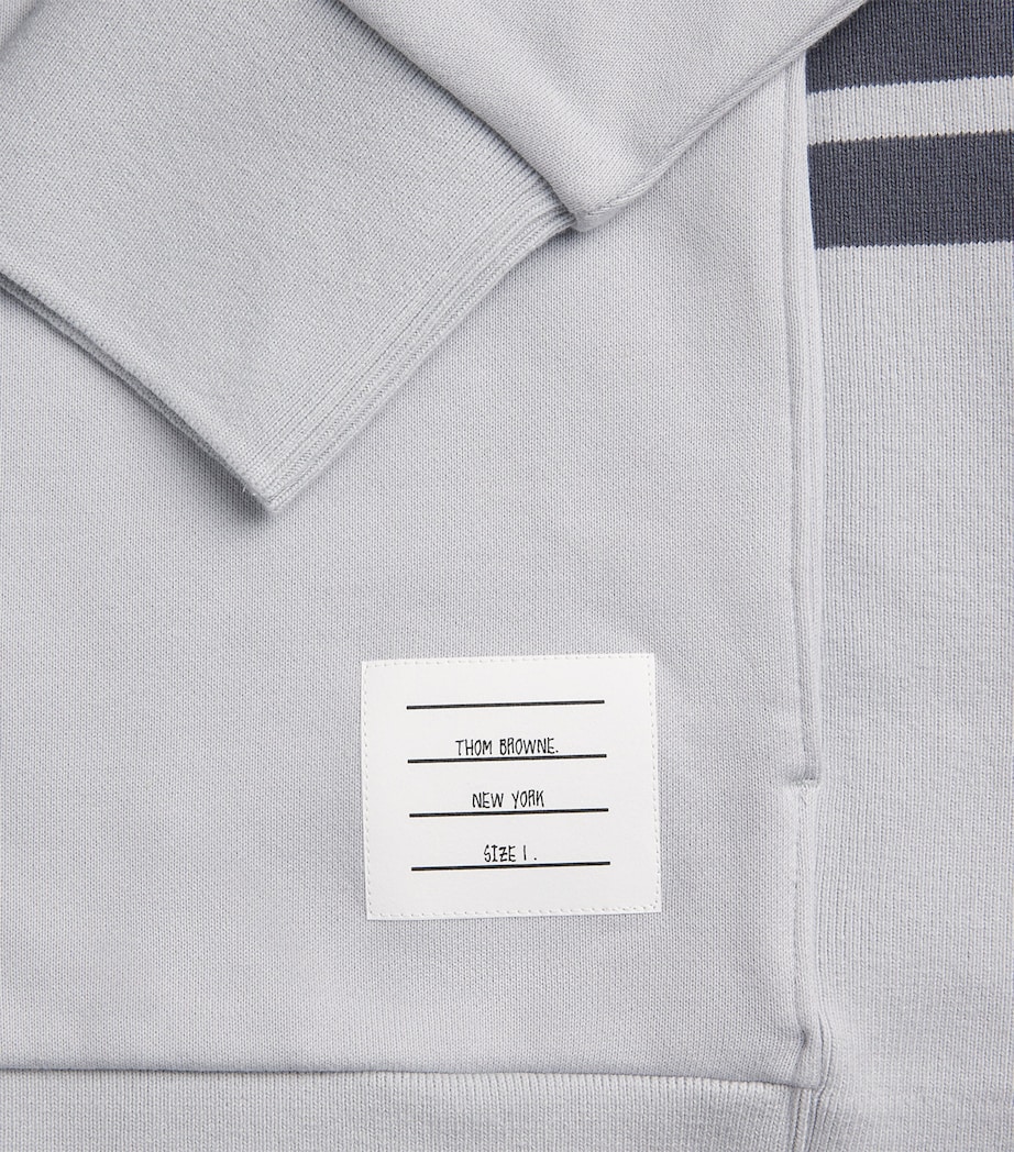 Thom Browne Mens Cotton 4-Bar Zip-Up Hoodie Pale Grey Image 6