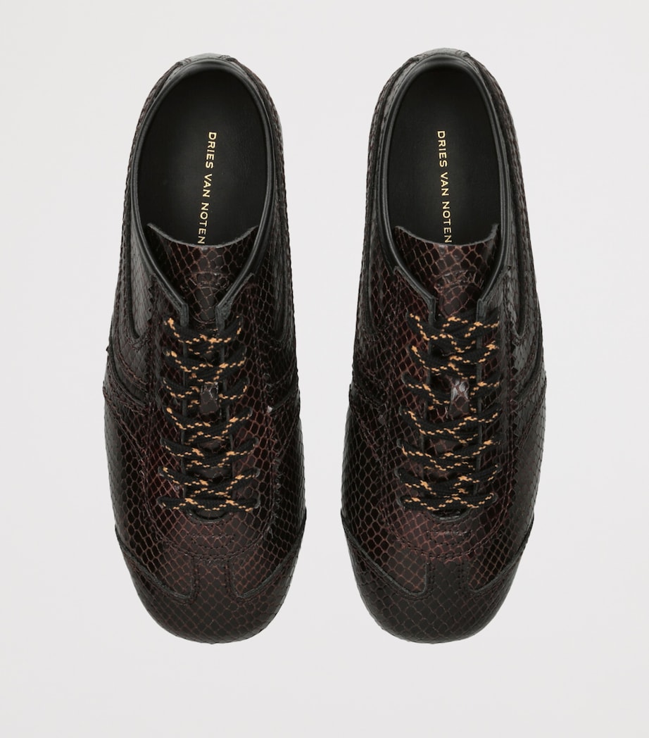 Leather Snakeskin-Effect Dustin Sneakers DARK BROWN Image 4