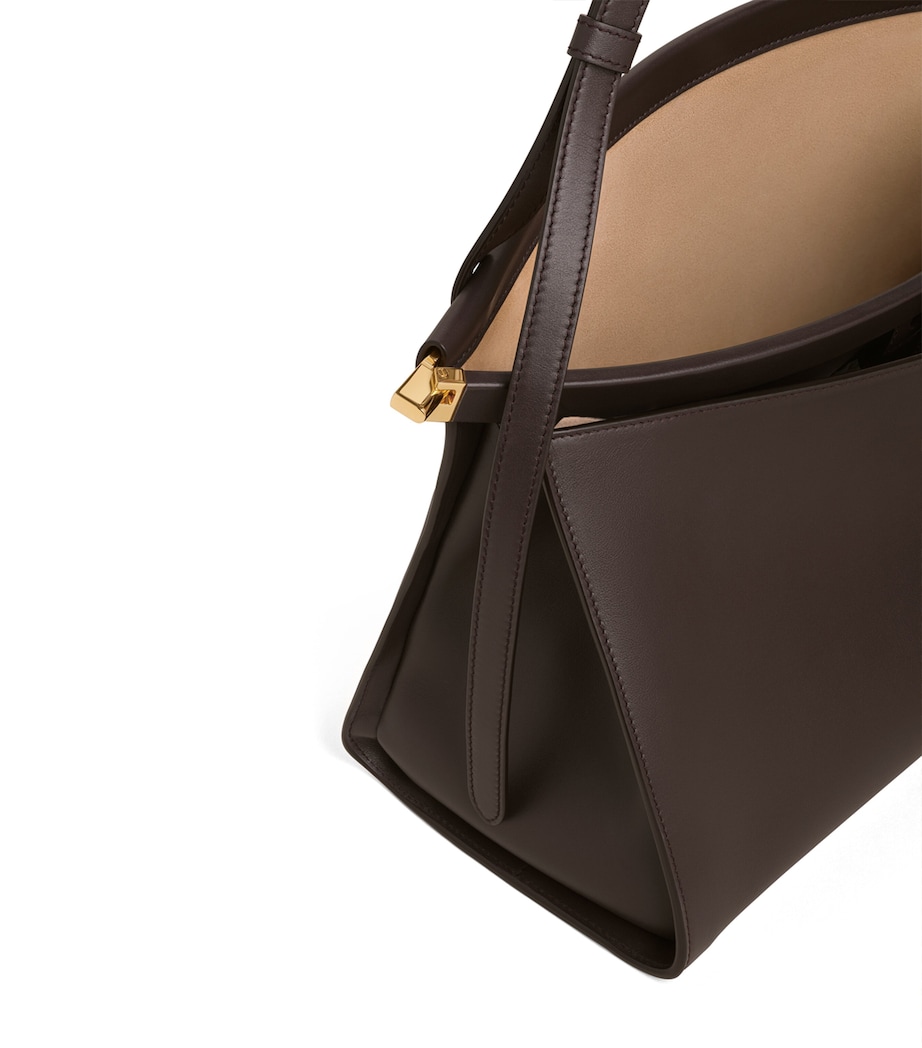 Alaïa Womens Leather Le Click Pocket 35 Shoulder Bag Dark Brown Image 3