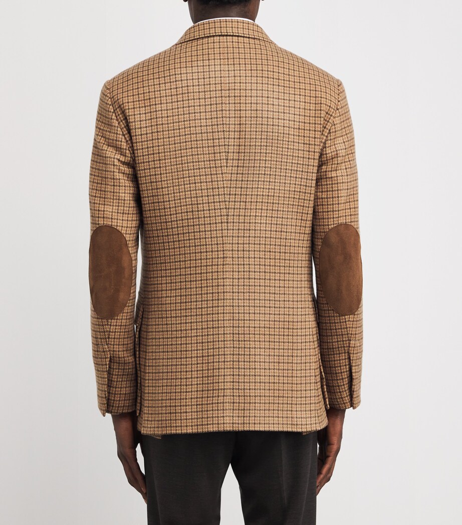 Ralph Lauren Purple Label Mens Cashmere-Wool Tweed Kent Blazer Camel Image 4