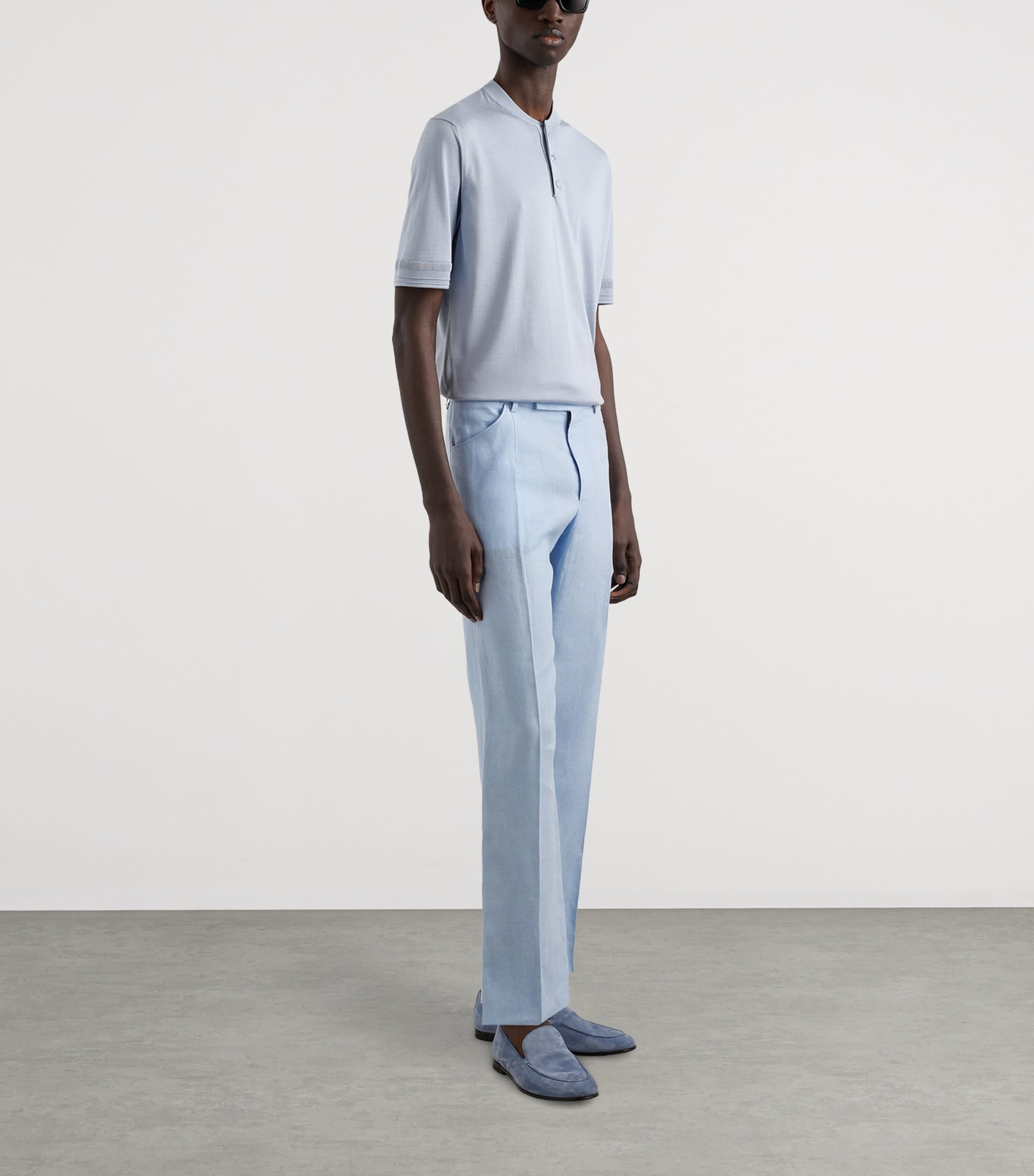 Dolce&Gabbana Mens Linen Tailored Trousers Sky Blue Image 2