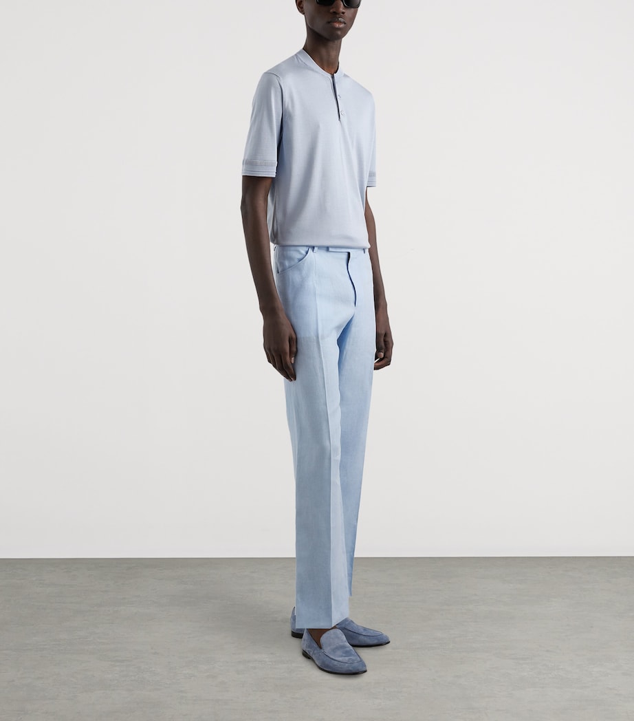Linen Tailored Trousers B1581-SKY BLUE Image 2