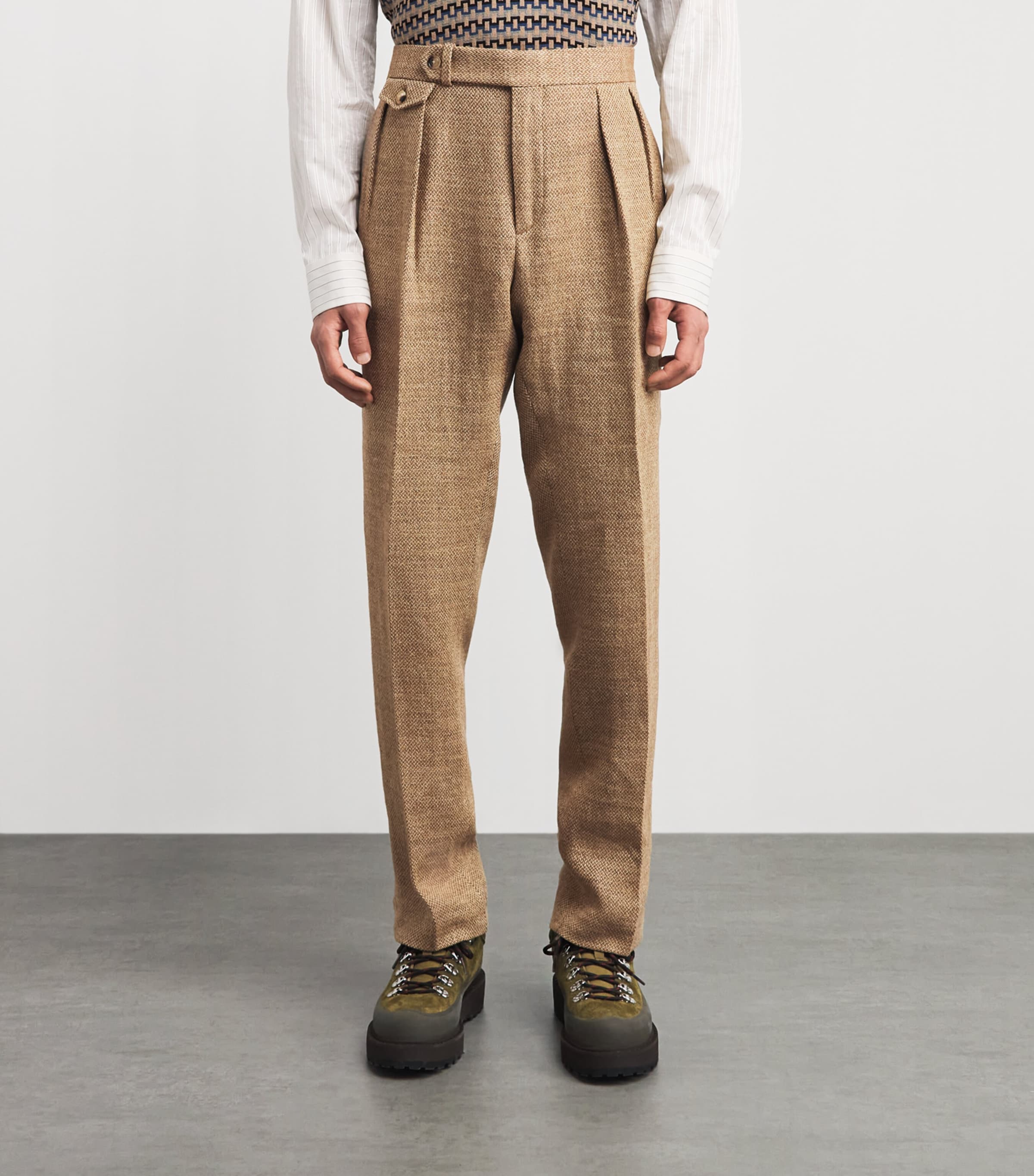Polo Ralph Lauren Mens Linen Woven Suit Trousers Tan/brown Image 4