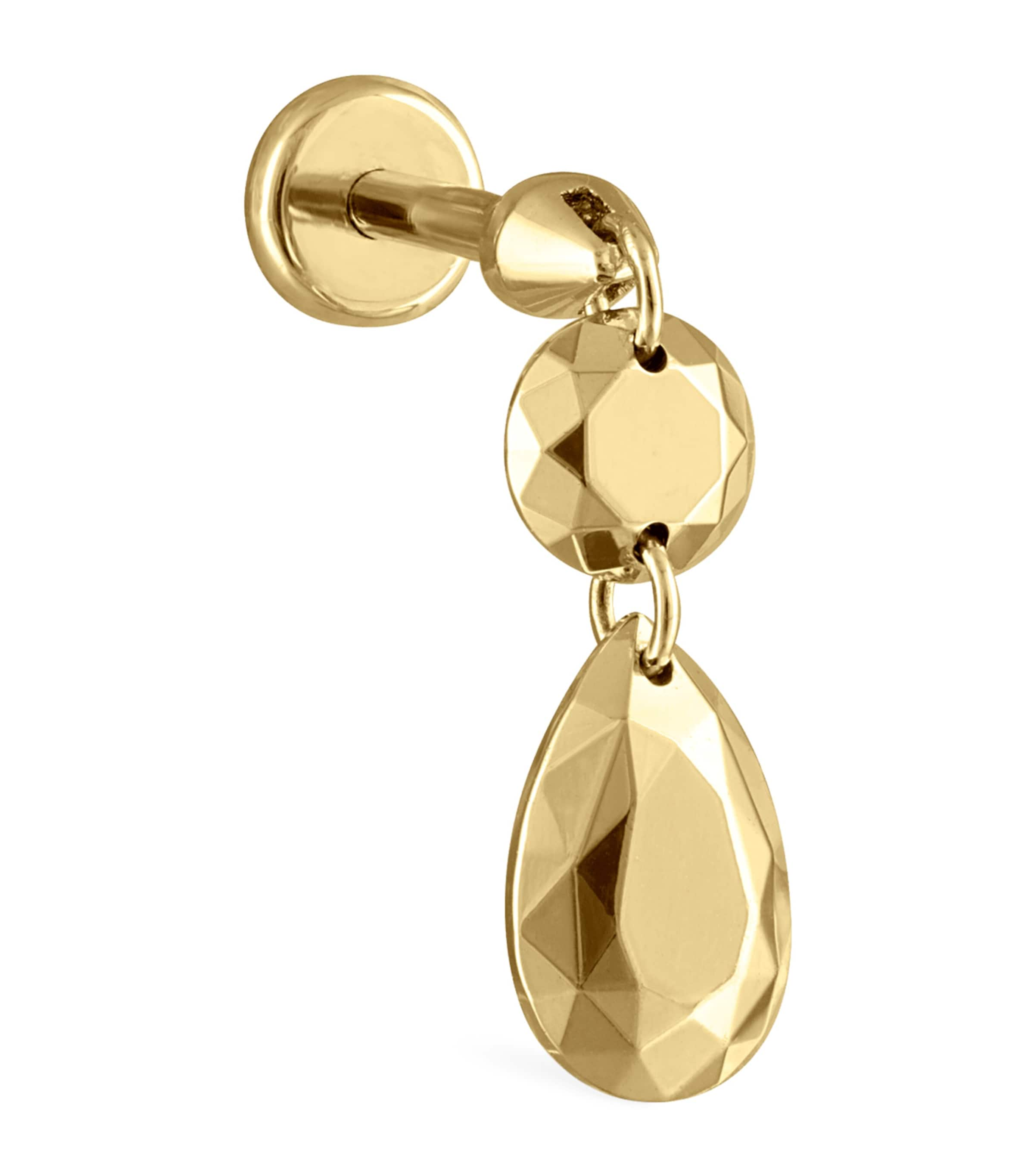 Shop Maria Tash Double Faceted Threaded Charm Stud Single Earring In Gold