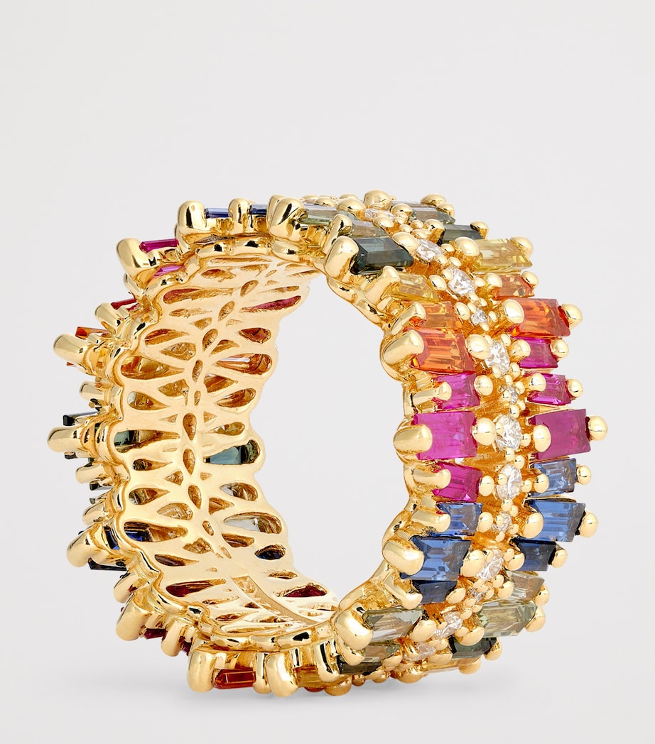 Yellow Gold, Diamond and Sapphire Shimmer Eternity Ring (Size 6.5) 18K YG/RS Image 5