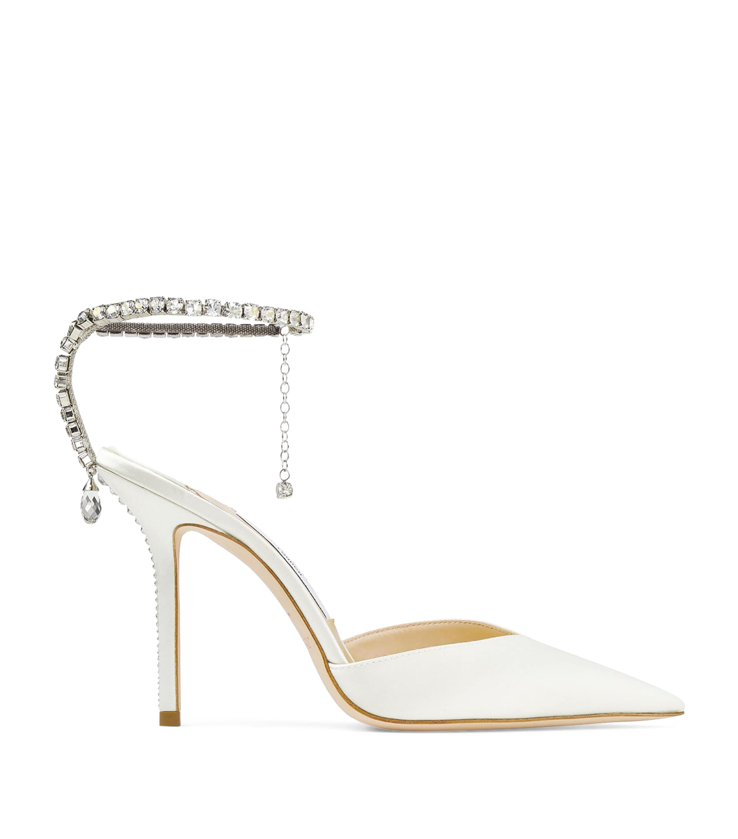 Jimmy Choo Logo Pointed High Heels In Ivory