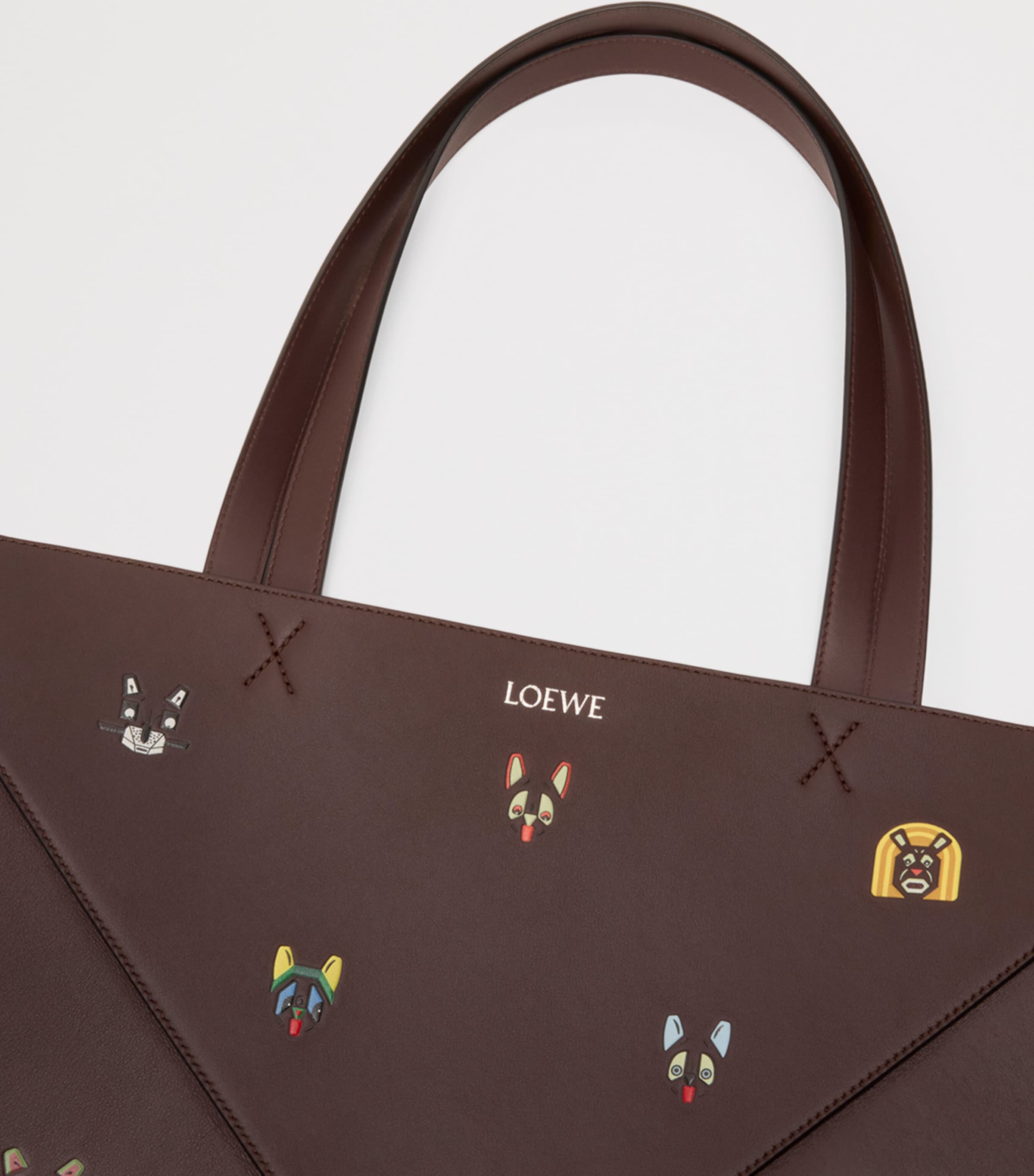 x Louis Wain XL Calfskin Puzzle Fold Tote Bag BROWN Image 6
