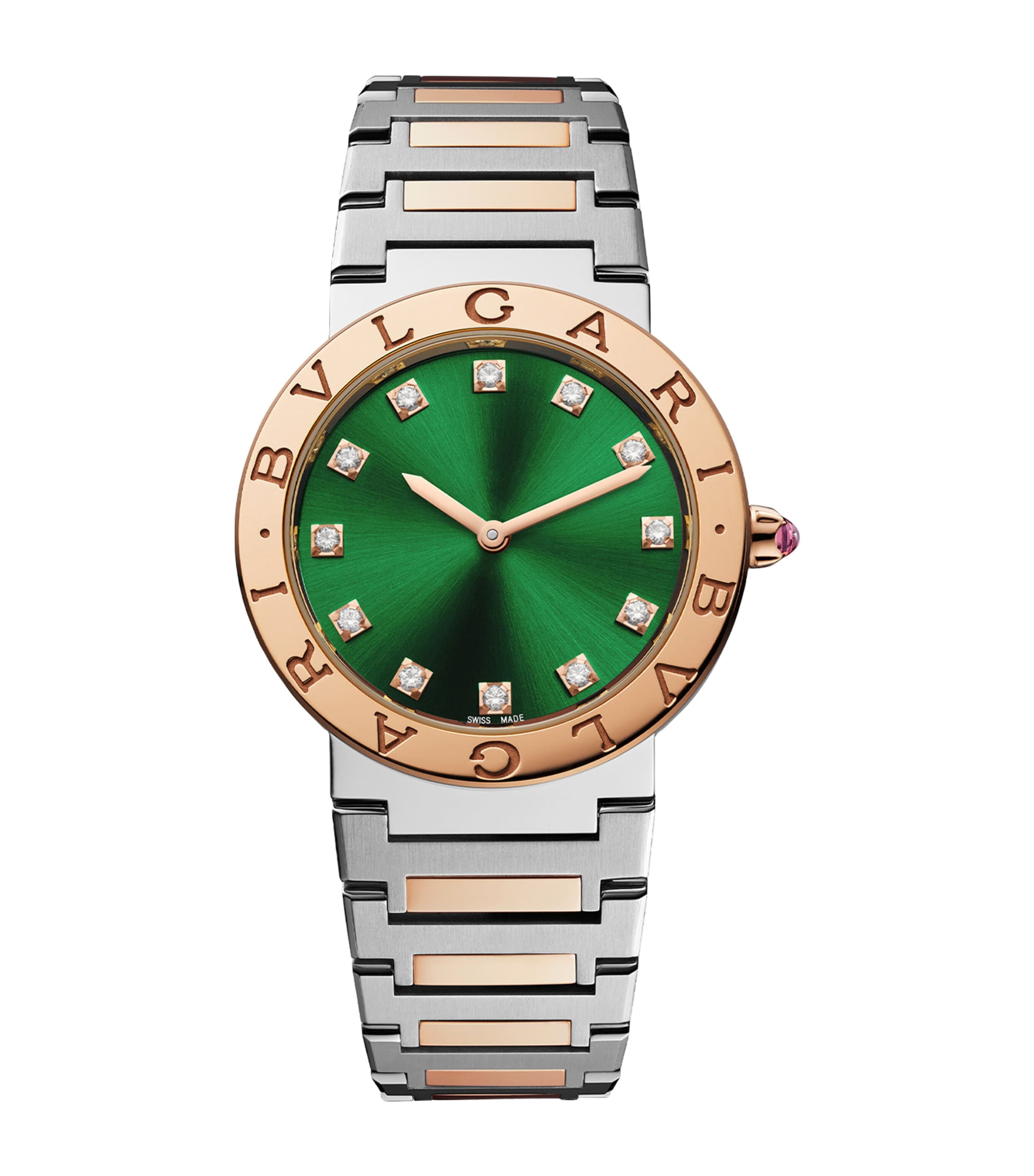 Stainless Steel and Rose Gold BVLGARI BVLGARI Lady Watch 33mm GREEN Image 1