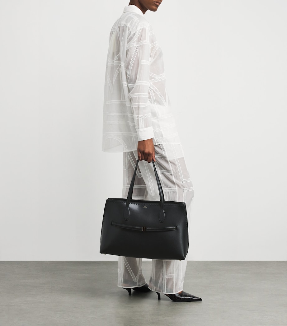 Leather Lounge Tote Bag 001 BLACK Image 5