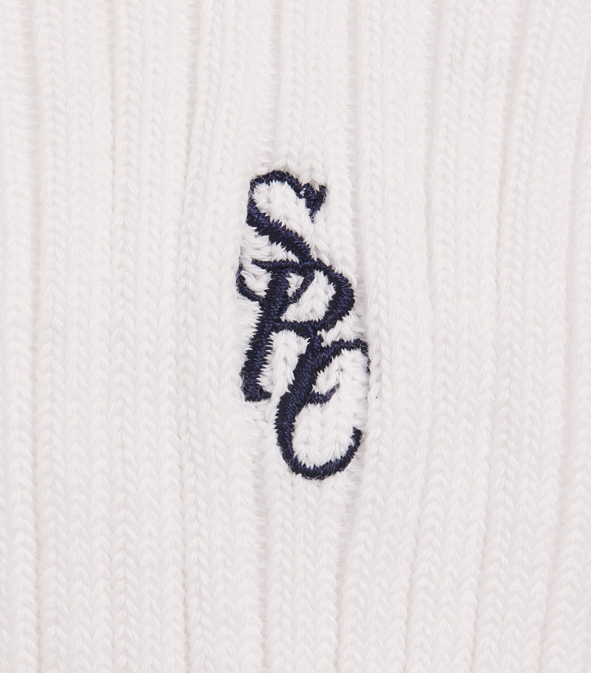Sporty & Rich Womens Ribbed Embroidered Socks White Navy Image 2