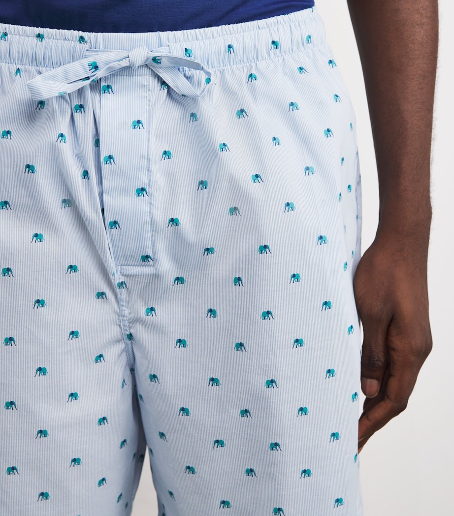 Cotton Elephant Print Ledbury Lounge Shorts BLUE Image 6