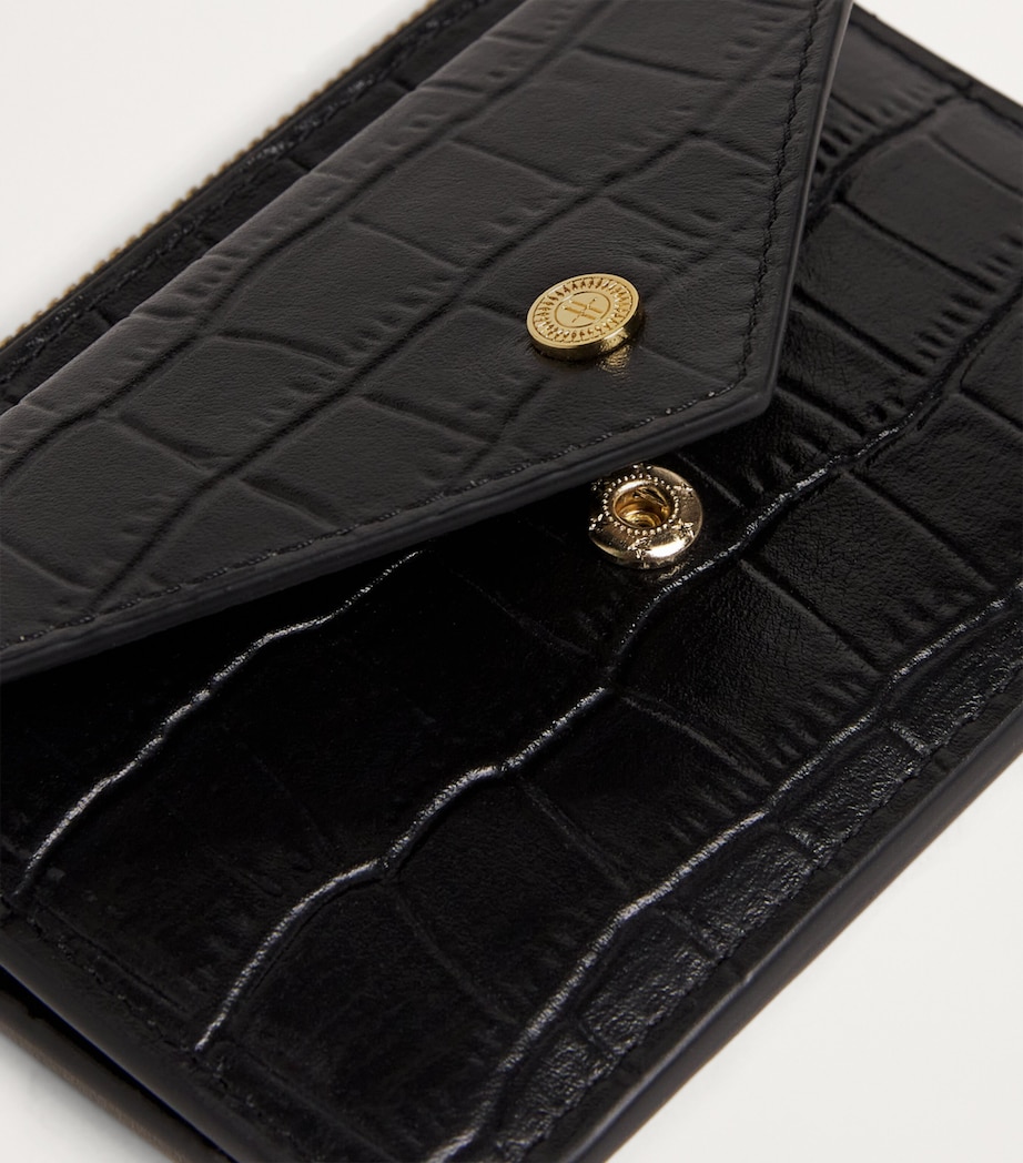 Leather Zip-Up Card Holder BLACK Image 4