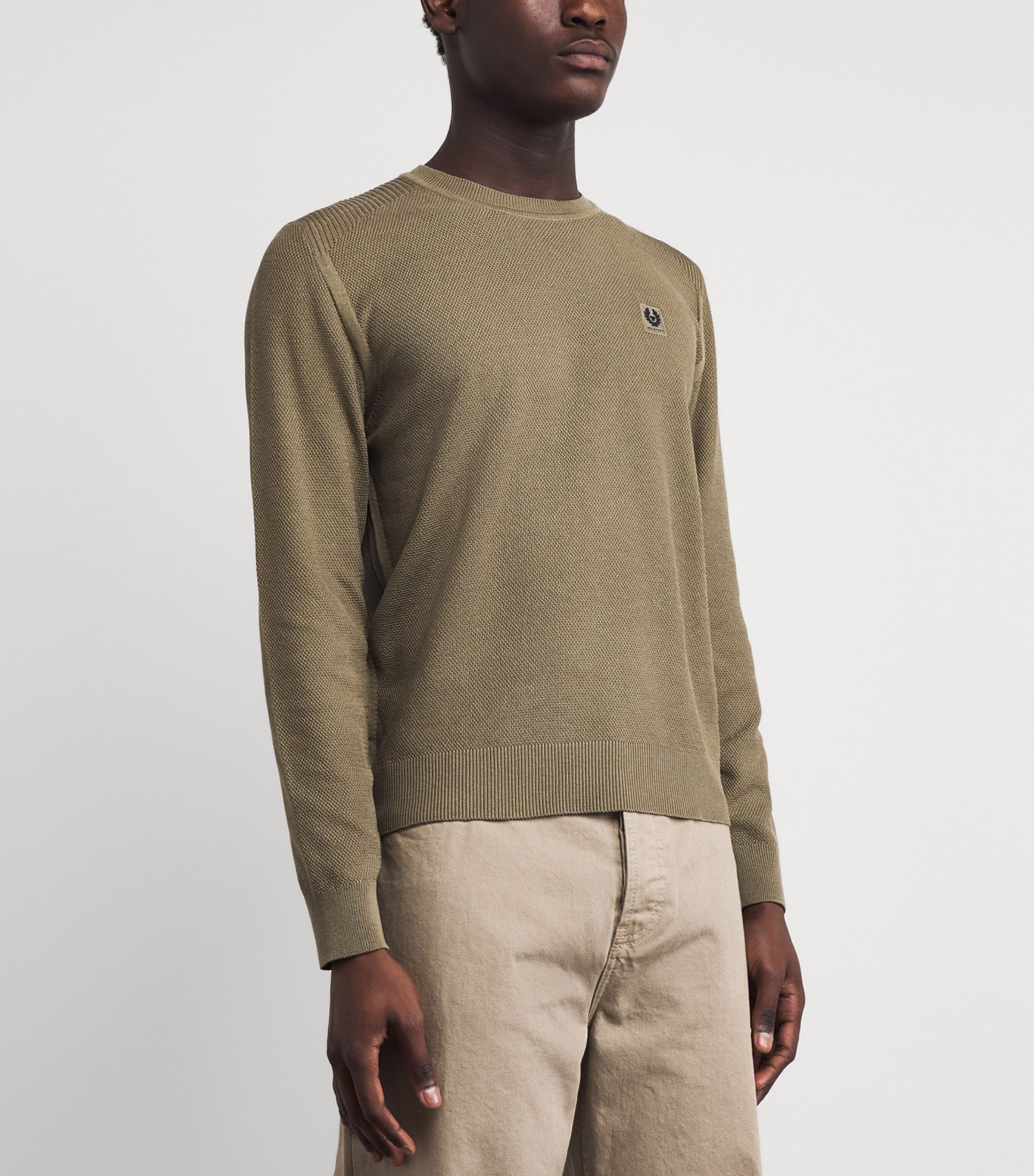 Belstaff Mens Silk-Organic Cotton Coast Sweater Fatigue Greenftggn Image 4