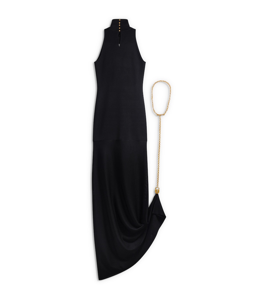 Schiaparelli Womens Keyhole Padlock and Chain Gown Black Image 6