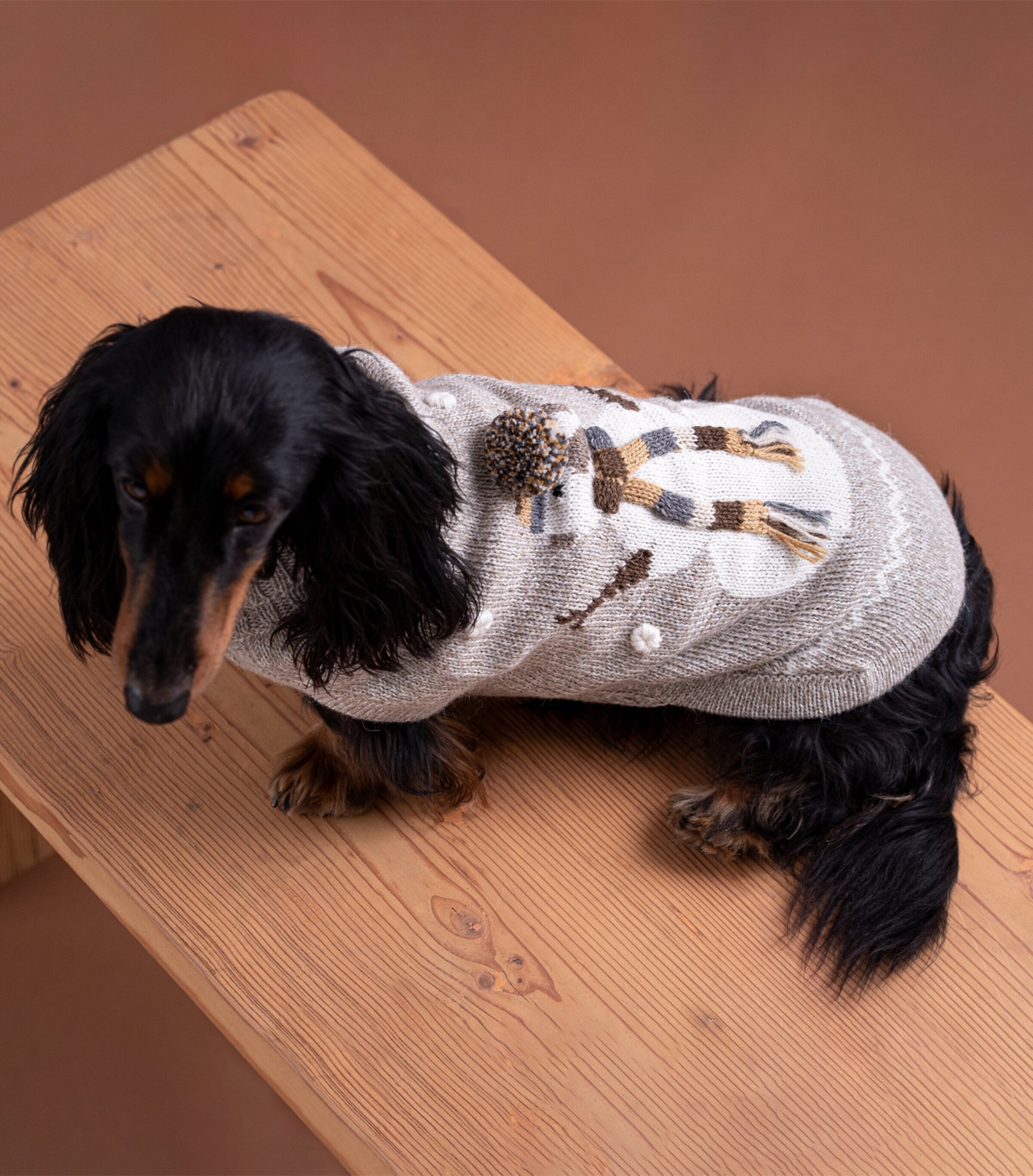 Alpaca-Blend Snowman Dog Sweater BEIGE Image 3