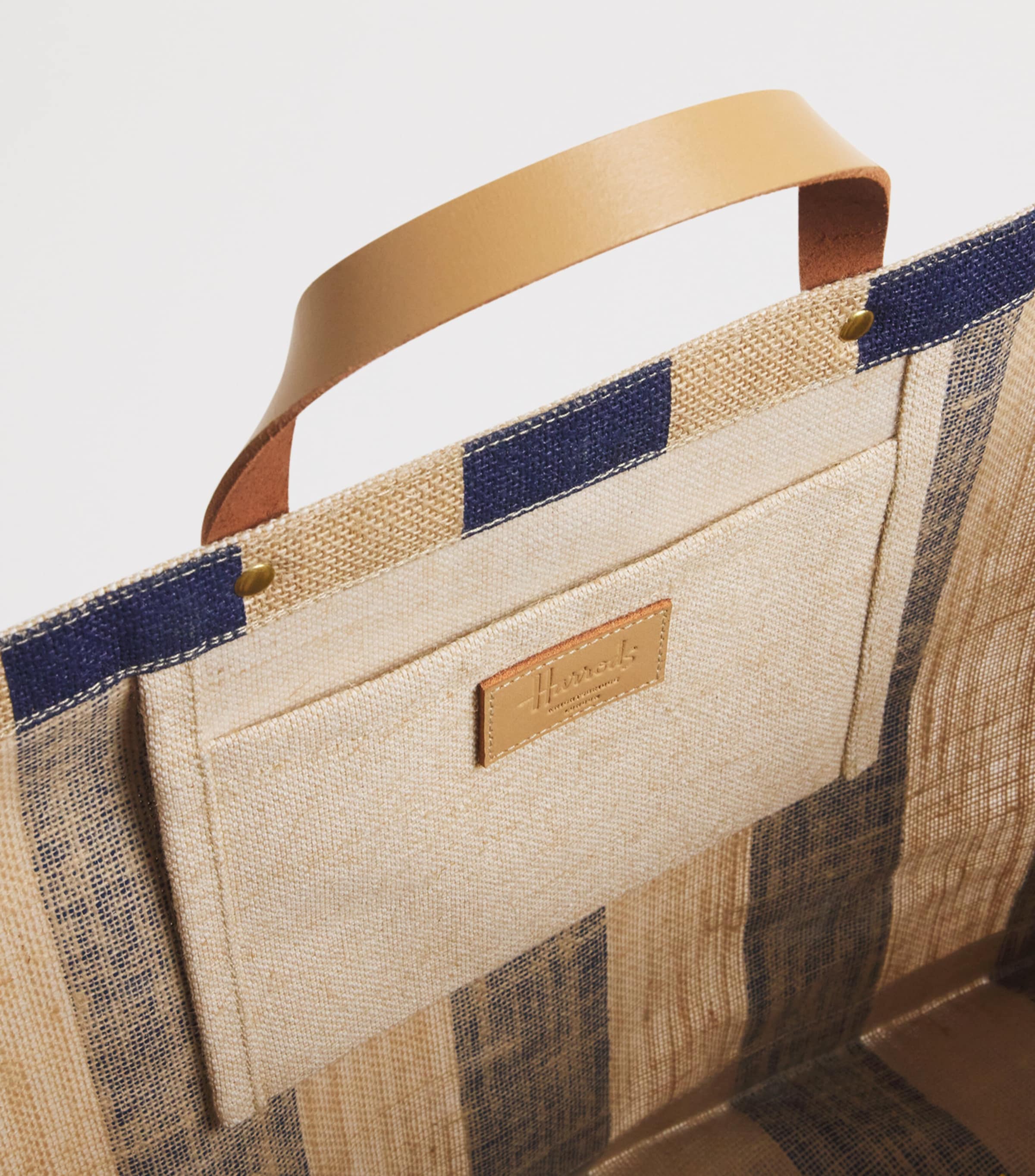 Large Canvas Stripe Knightsbridge Shopper Bag BLUE Image 3