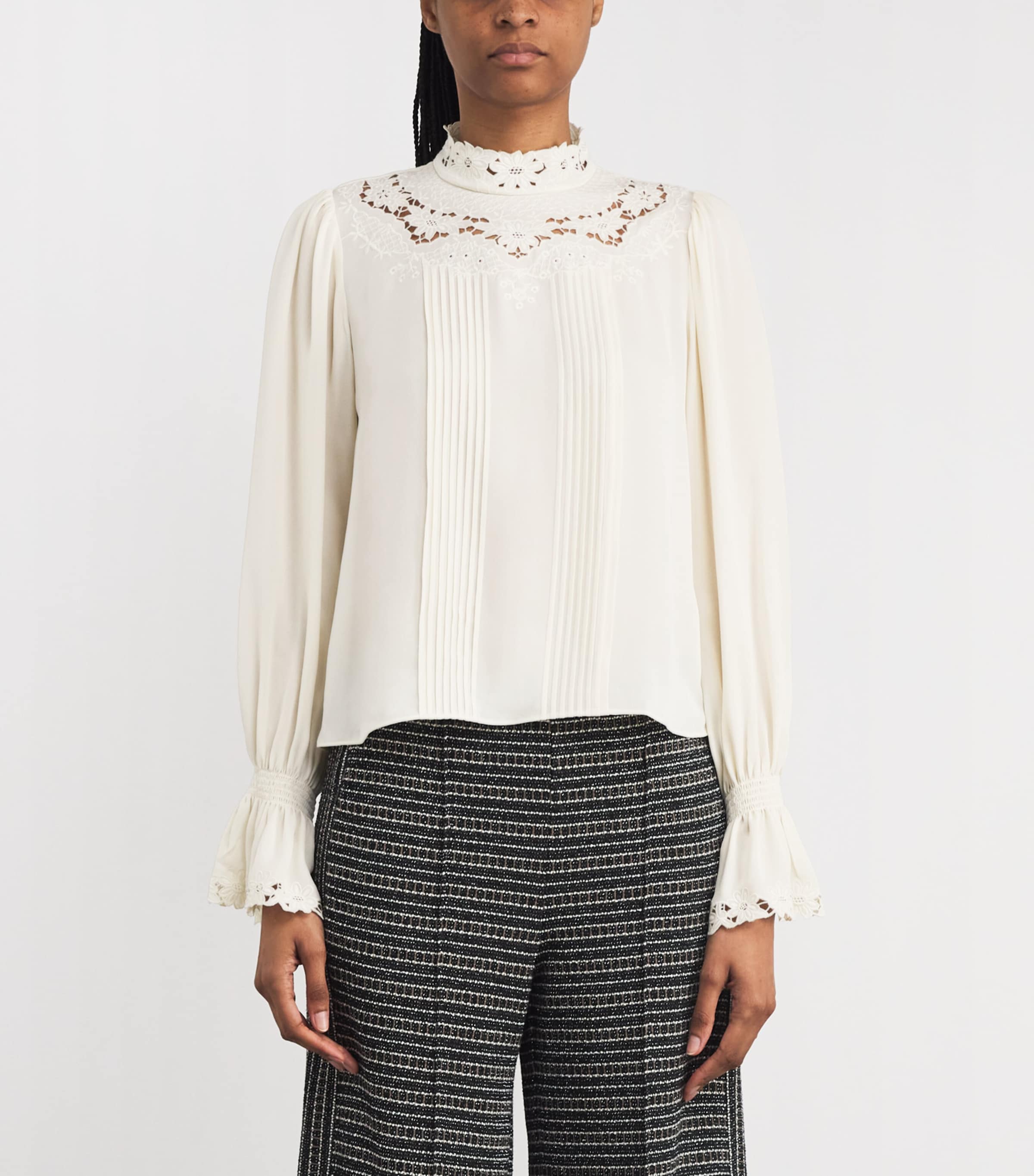 Silk Lace Blouse CREAM Image 3