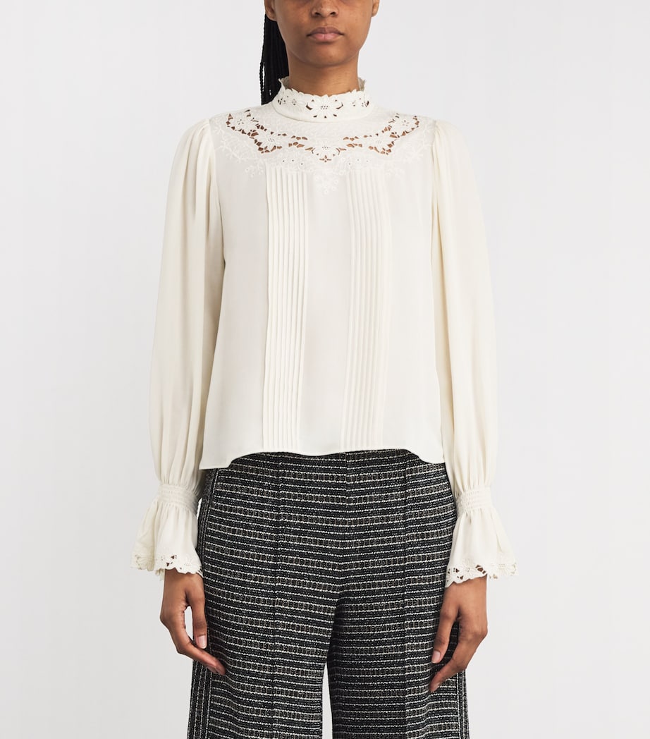 Silk Lace Blouse CREAM Image 3