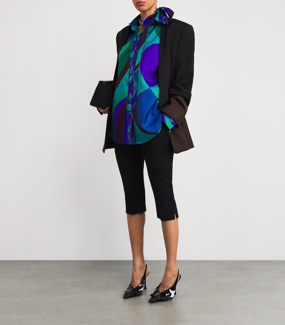 Silk Pesci Print Oversized Shirt 016 SMERALDO Image 2