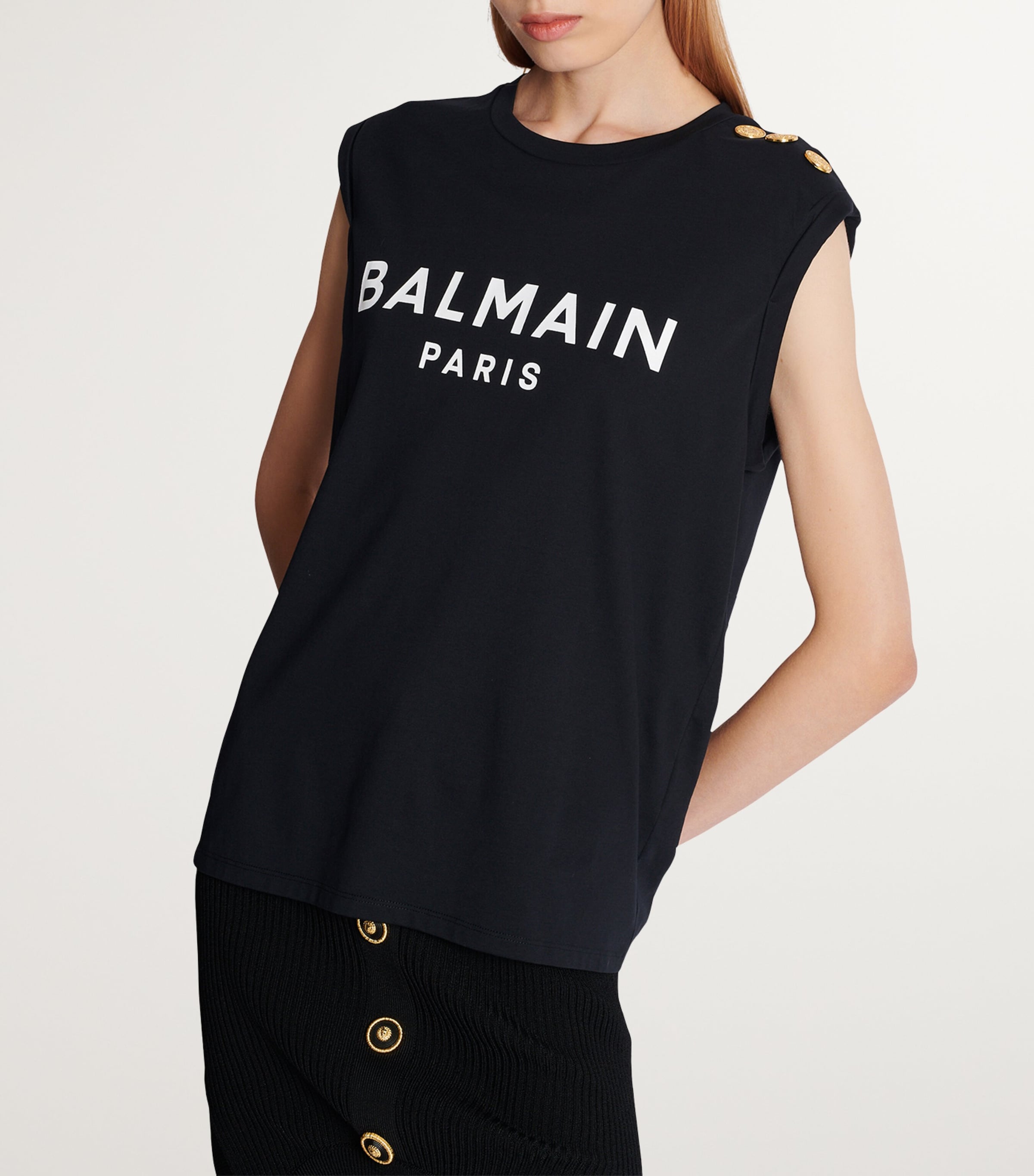 Cotton Logo Tank Top EAB NOIR/BLANC Image 3