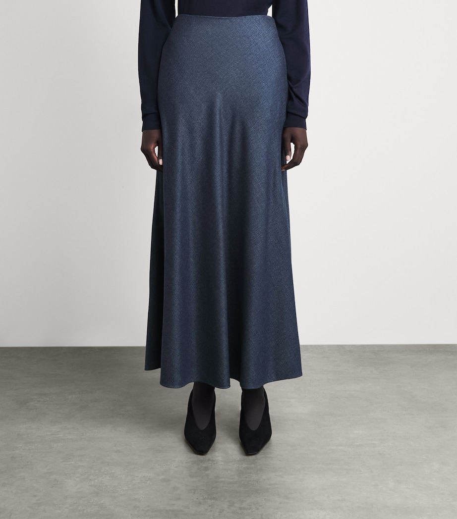 Colombo Womens Cashmere Midi Skirt Blue Jeans Image 4
