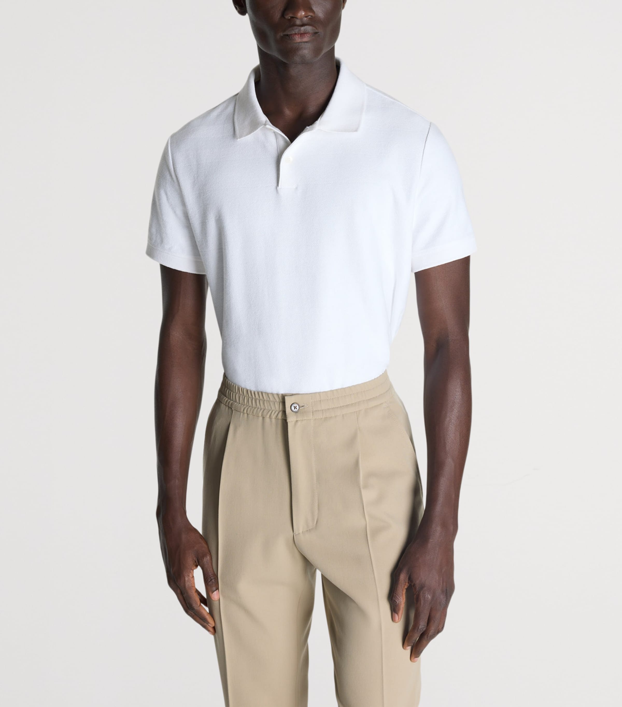 Dunhill Mens Cotton Herringbone Polo Shirt Image 3