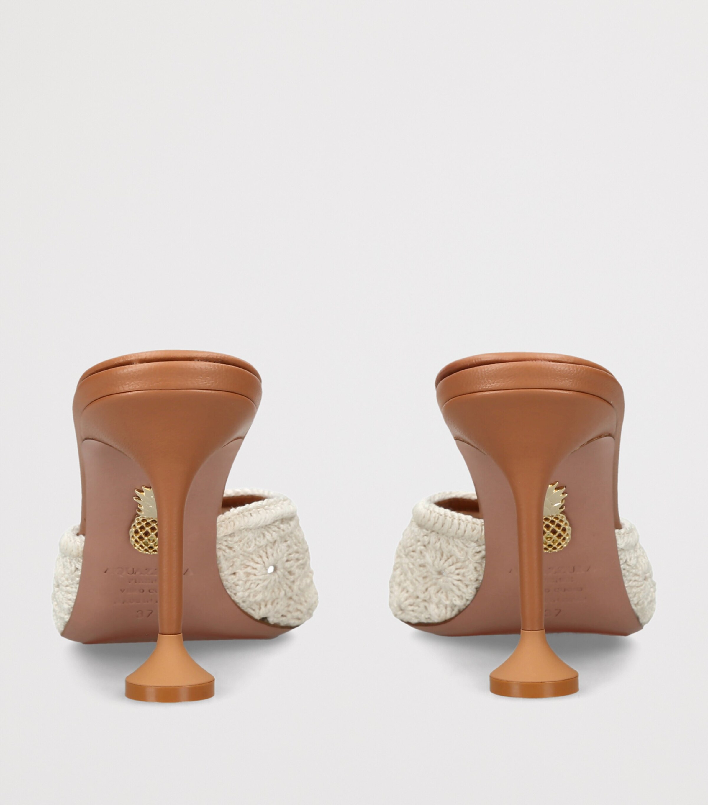 Aquazzura Woven Loom Mules 85 Cream Comb Image 2